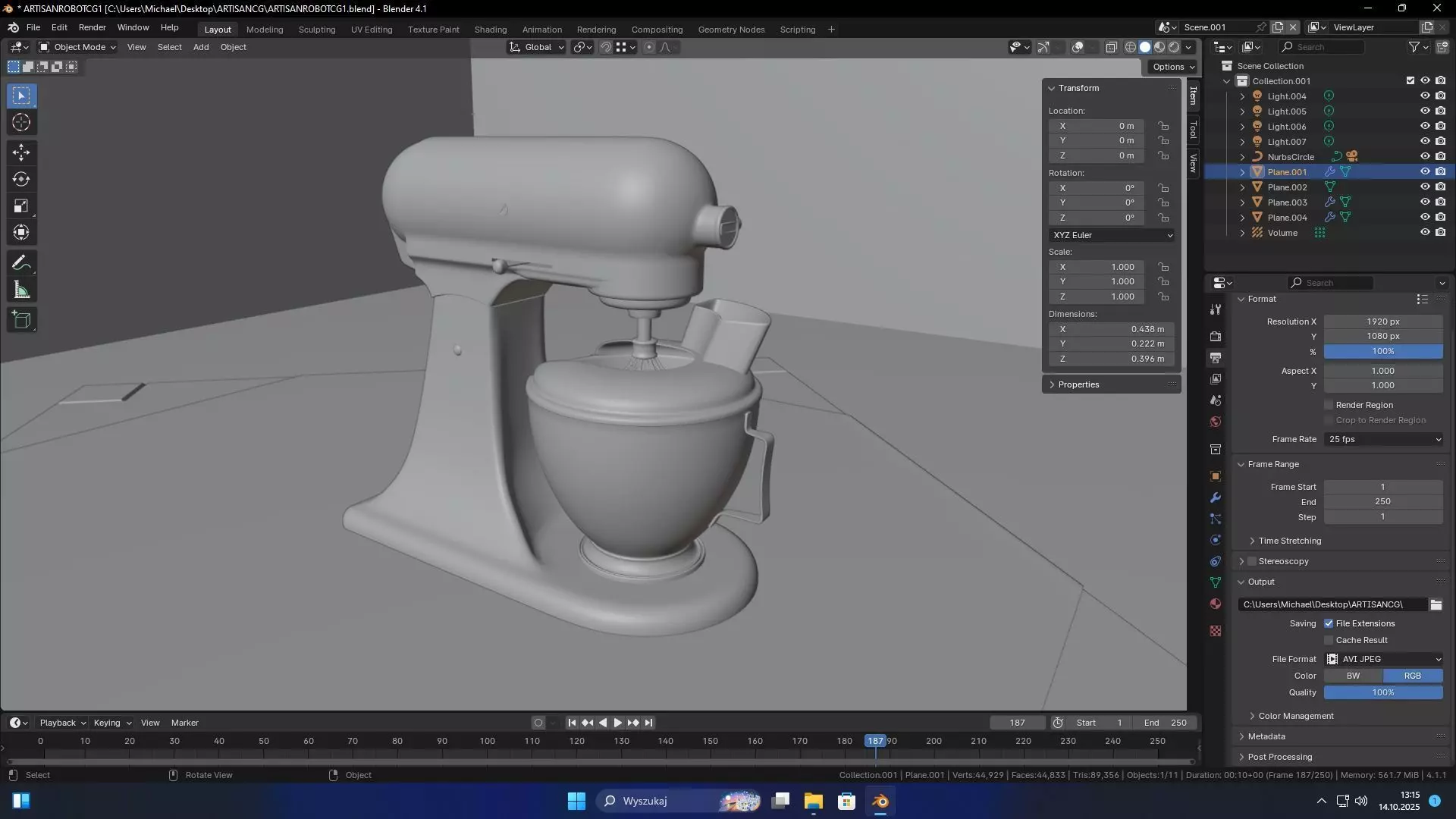 KITCHEN AID ARTISAN 3D MODEL Low-poly 3D model_10