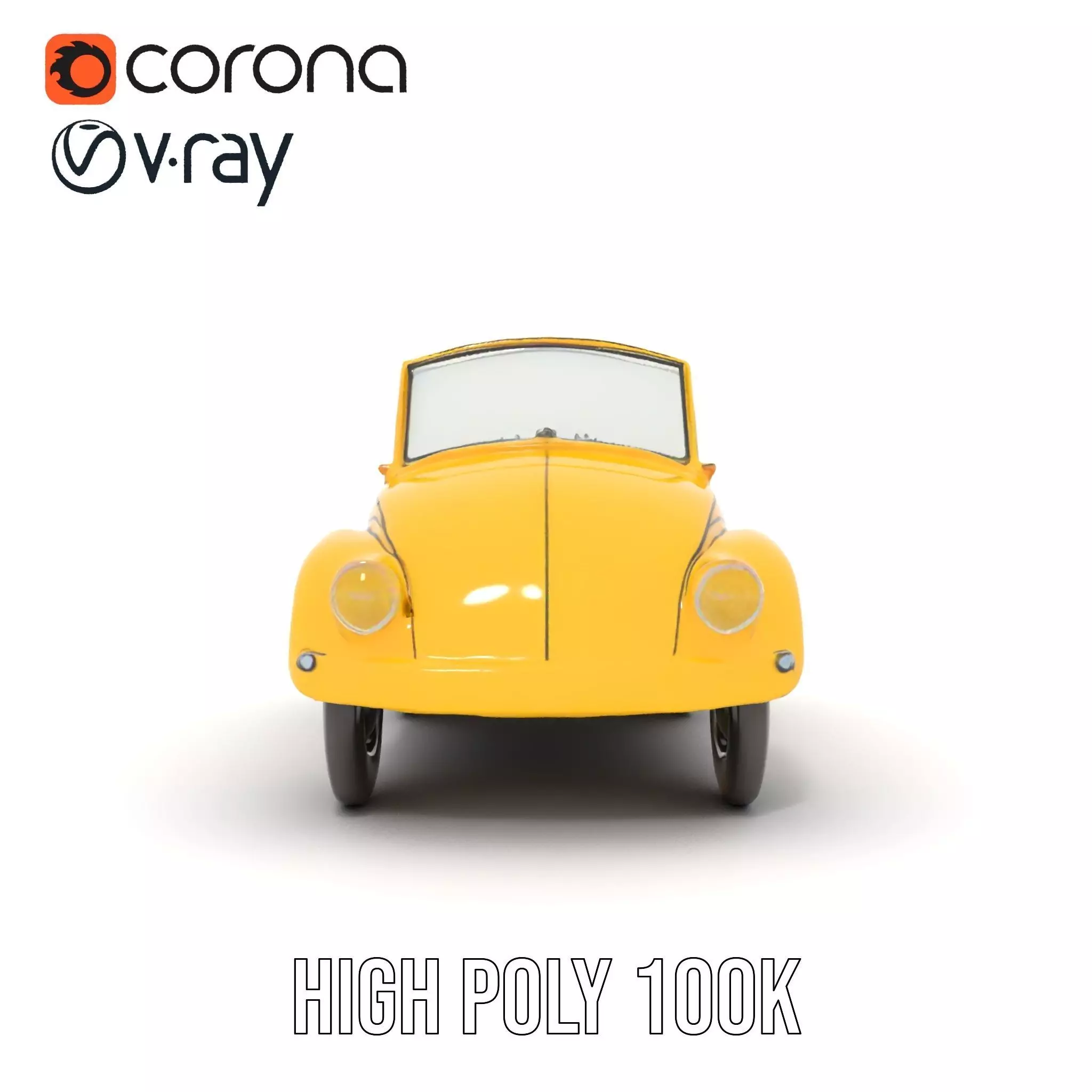 Classic Yellow Convertible model pack Low-poly 3D model_16