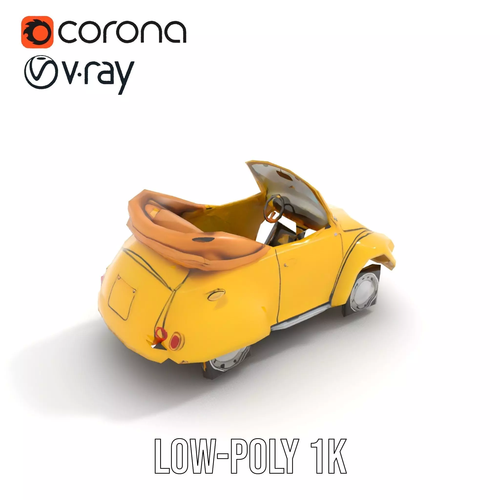 Classic Yellow Convertible model pack Low-poly 3D model_15
