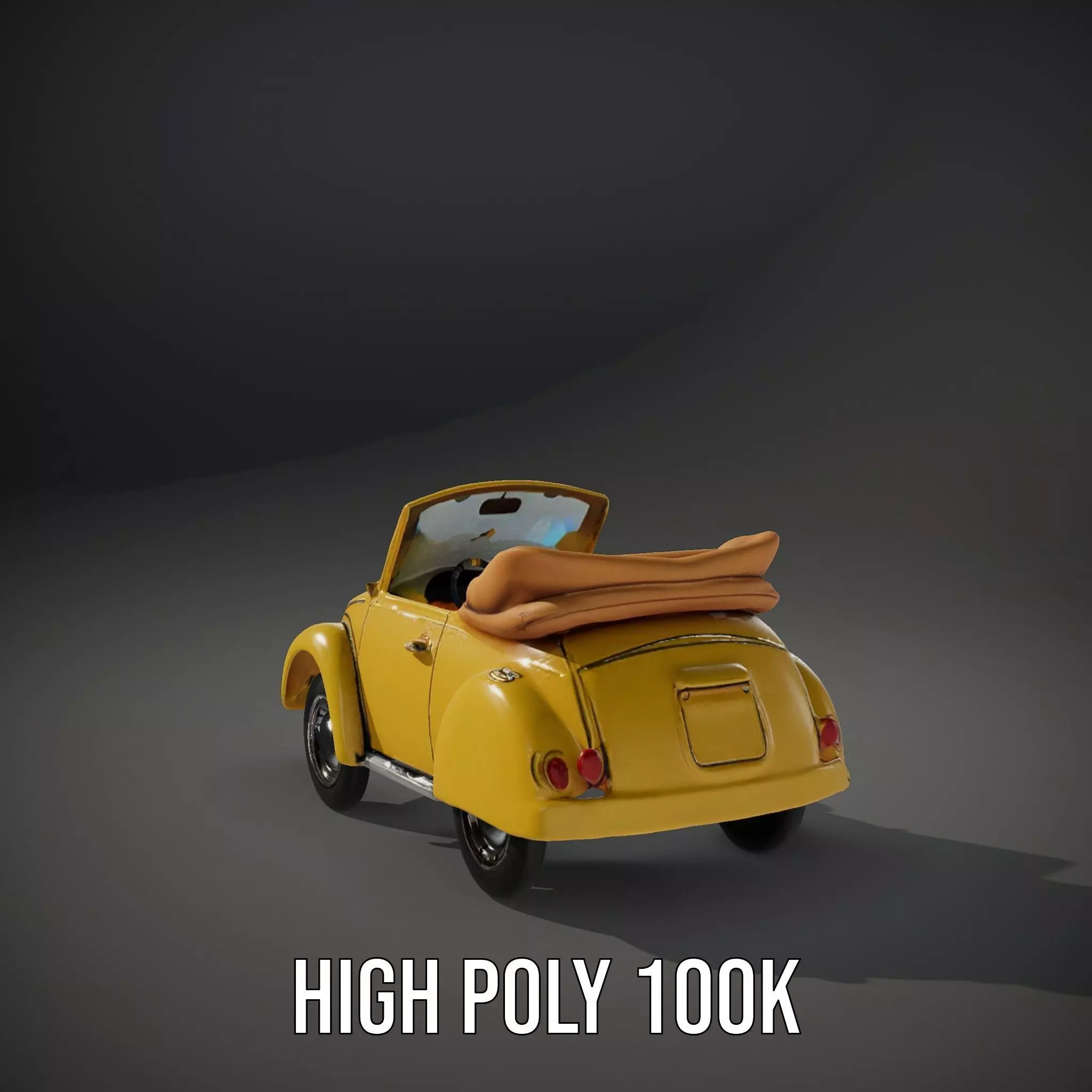 Classic Yellow Convertible model pack Low-poly 3D model_9
