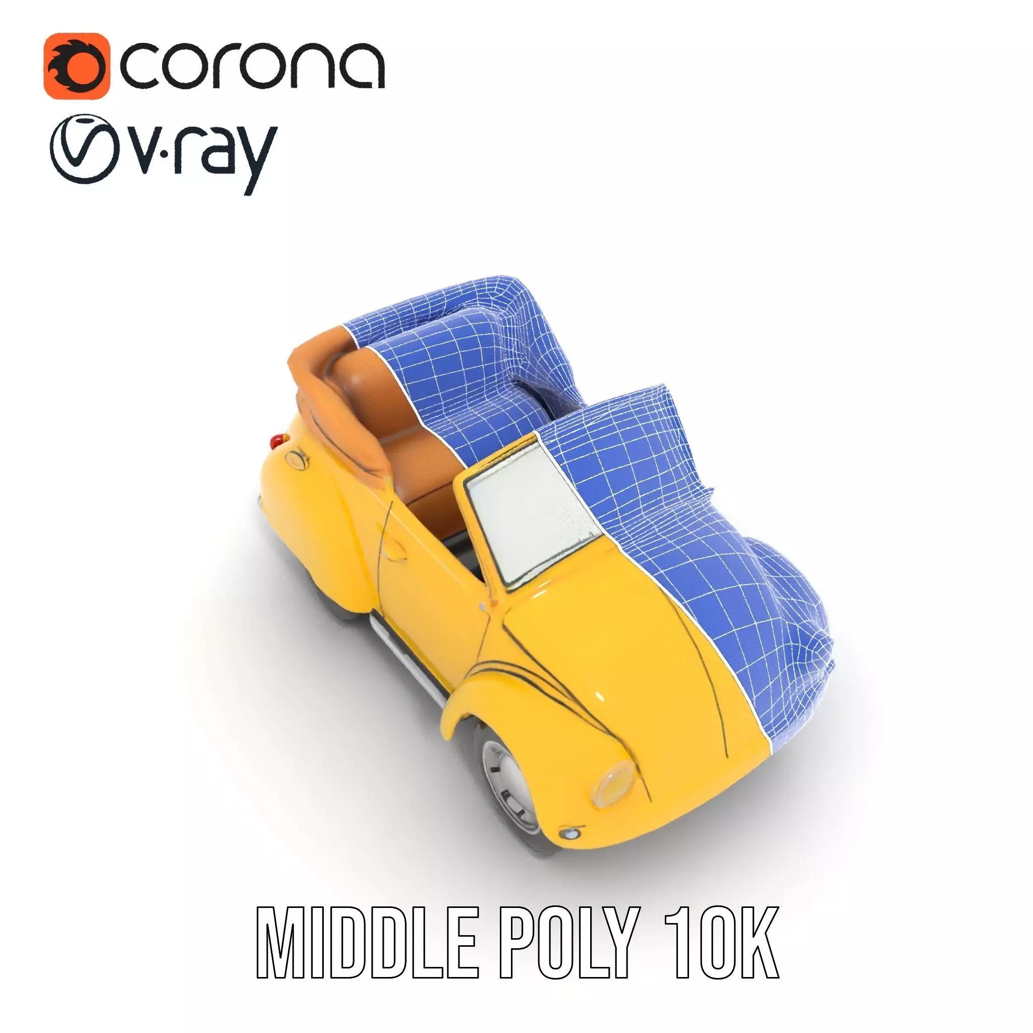 Classic Yellow Convertible model pack Low-poly 3D model_28