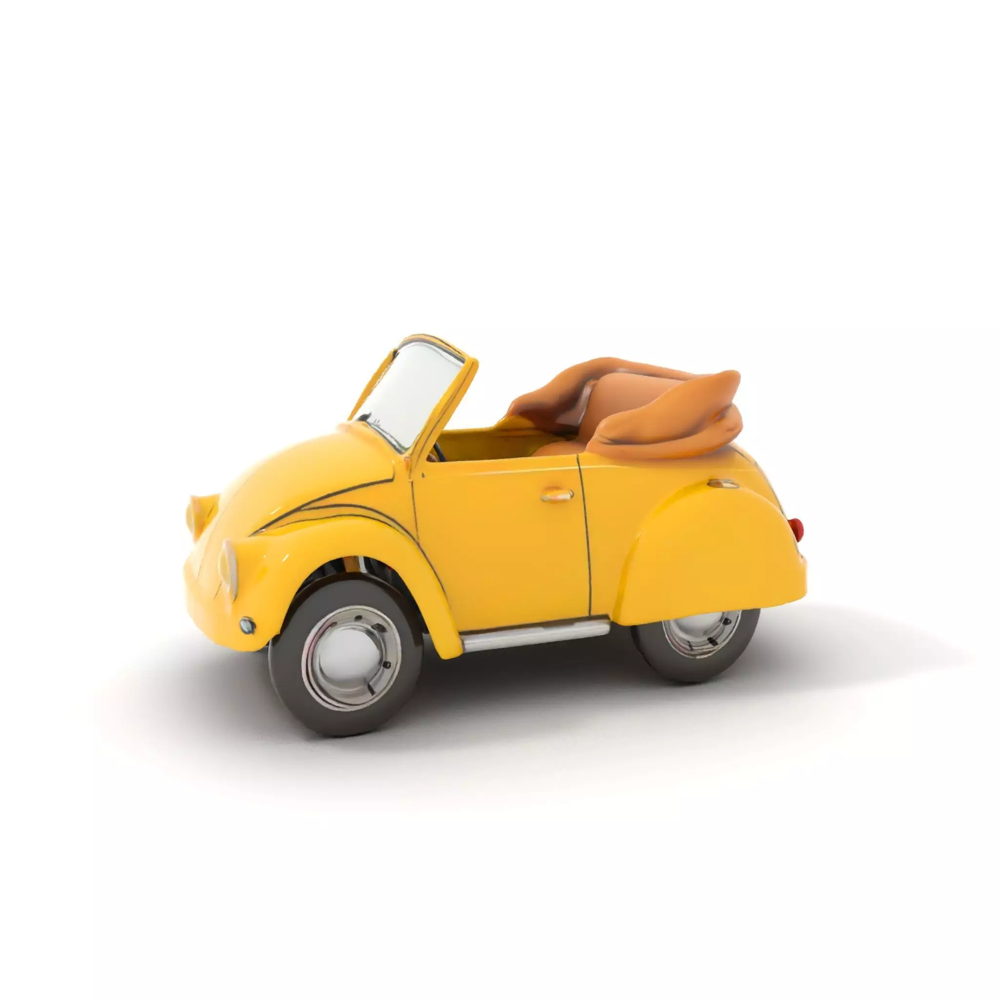 Classic Yellow Convertible model pack Low-poly 3D model_0