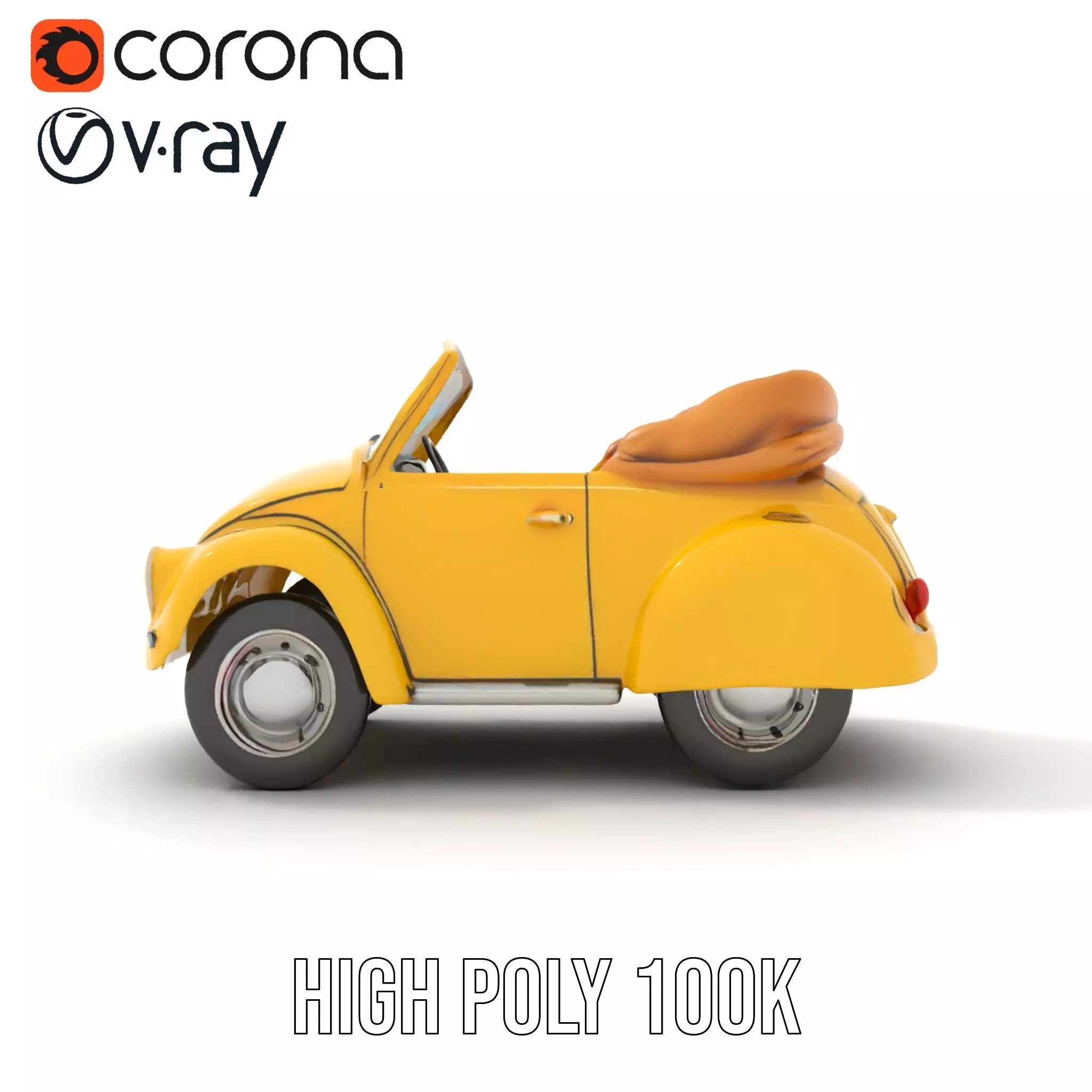 Classic Yellow Convertible model pack Low-poly 3D model_27