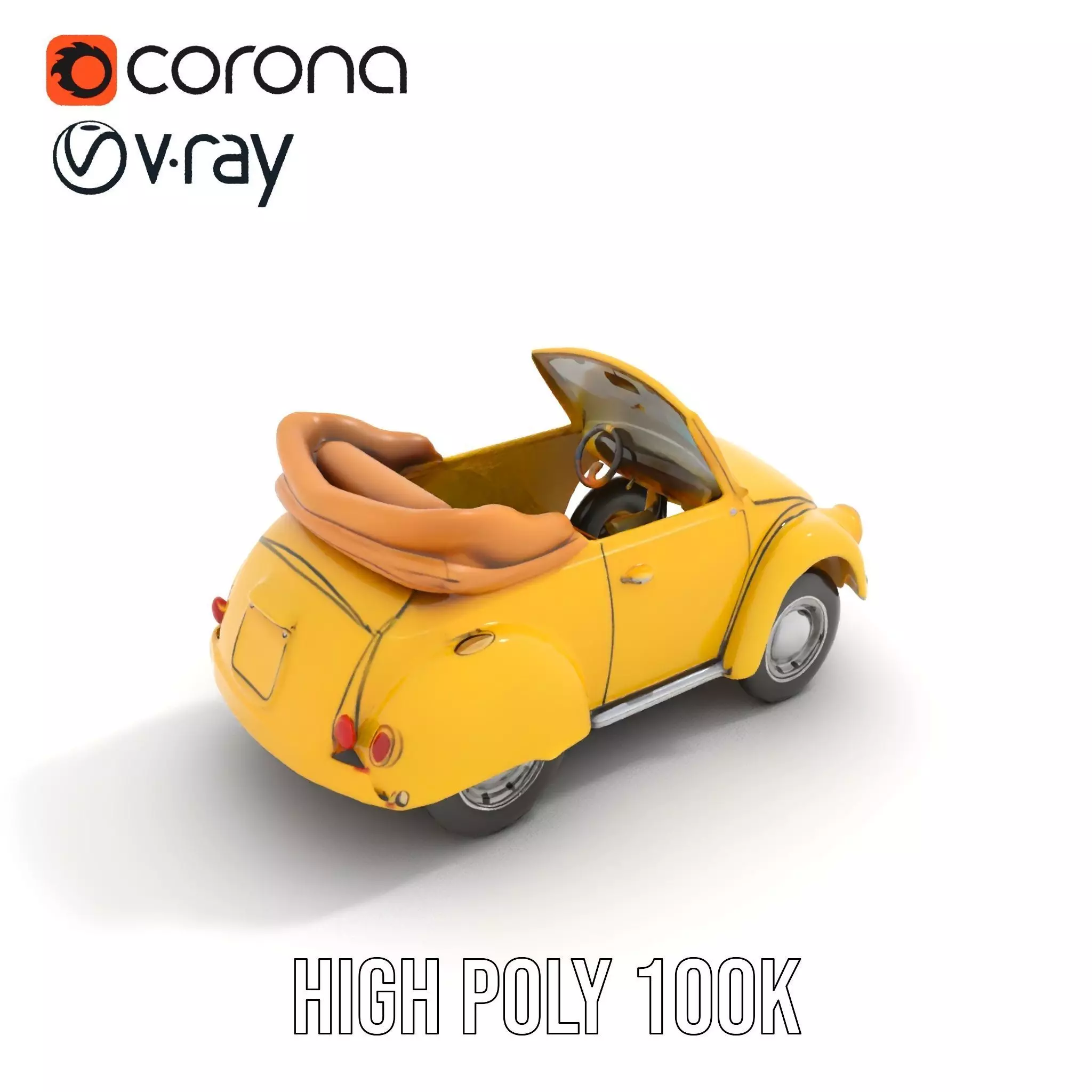 Classic Yellow Convertible model pack Low-poly 3D model_19