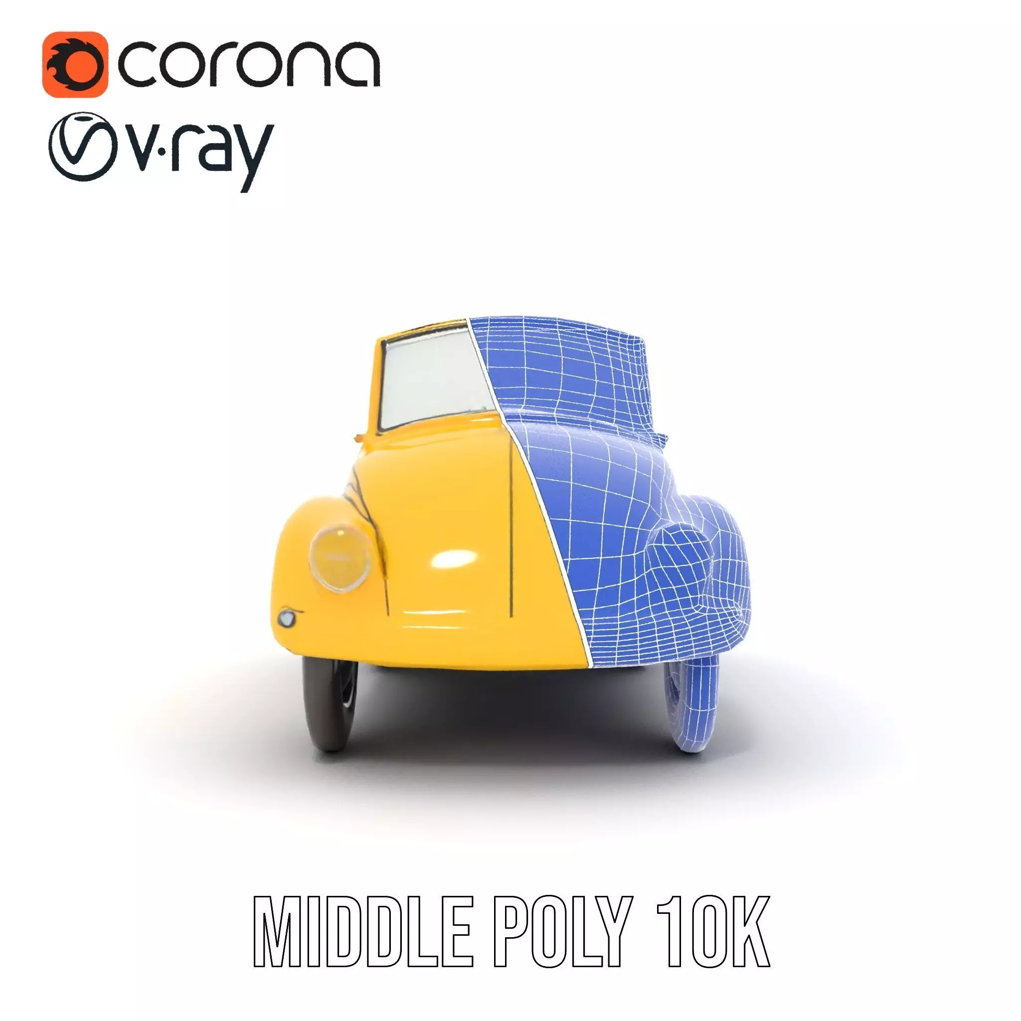 Classic Yellow Convertible model pack Low-poly 3D model_30