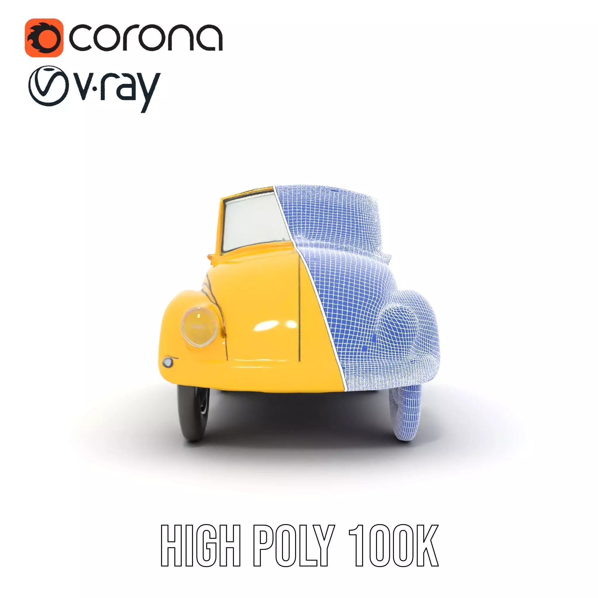 Classic Yellow Convertible model pack Low-poly 3D model_33