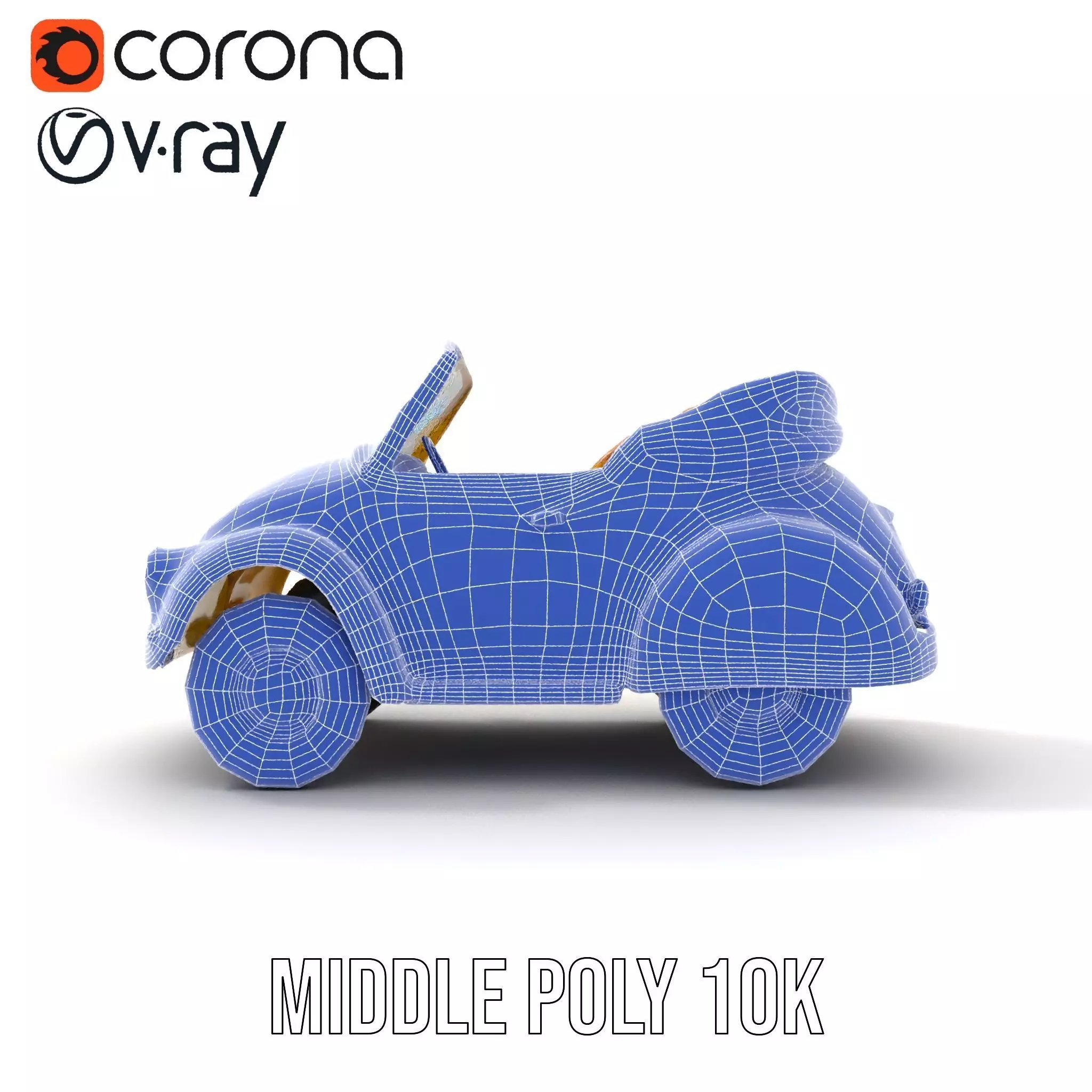 Classic Yellow Convertible model pack Low-poly 3D model_25