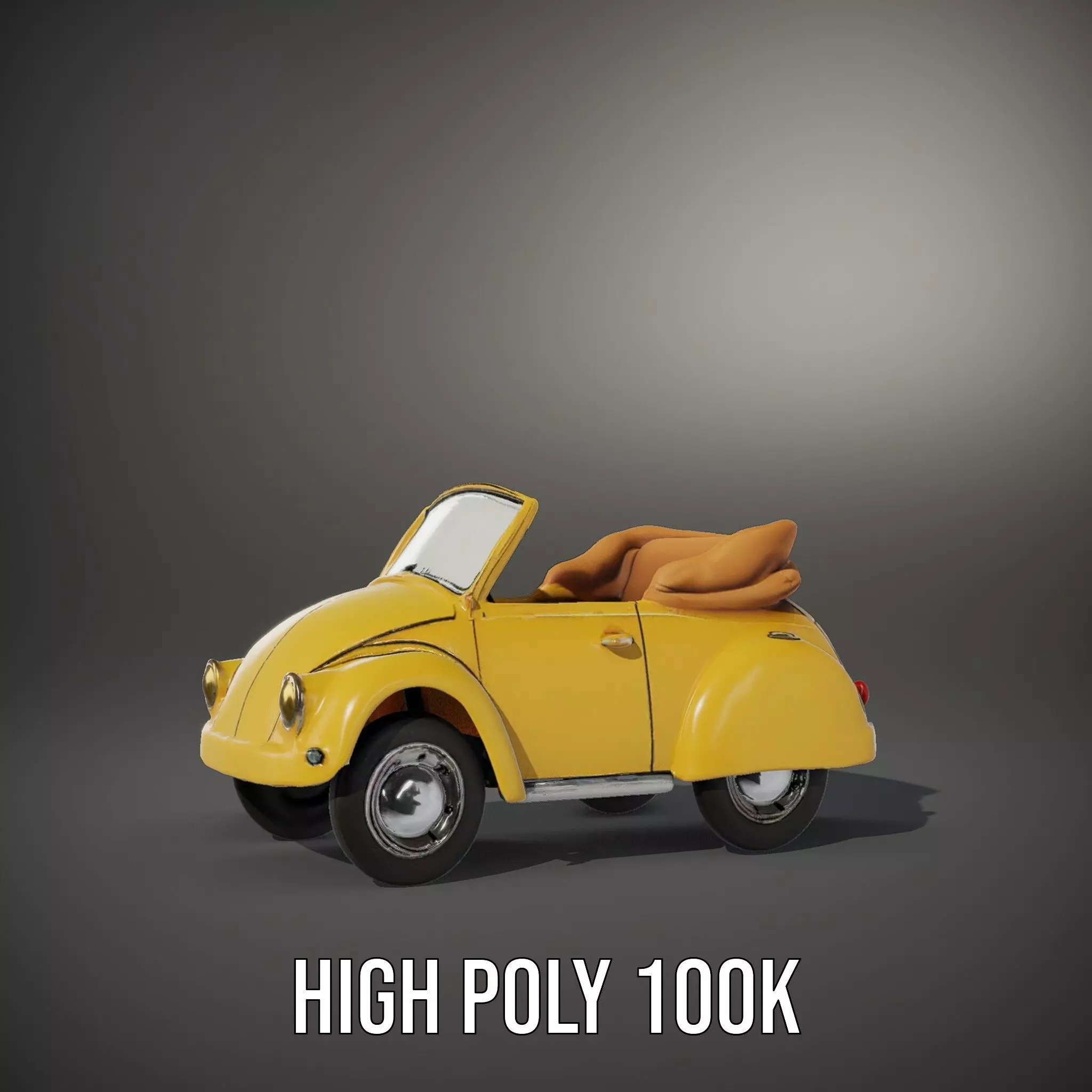 Classic Yellow Convertible model pack Low-poly 3D model_11