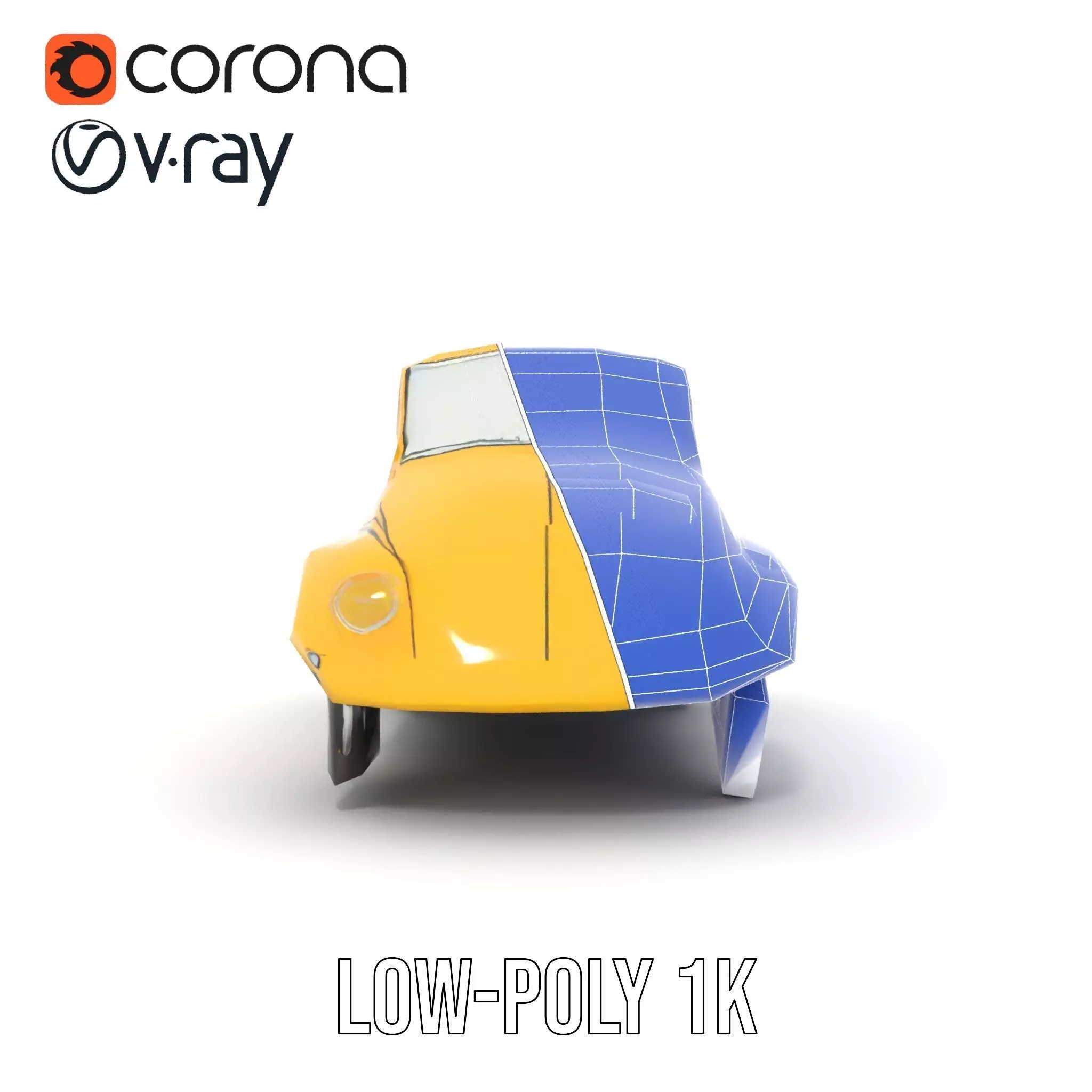 Classic Yellow Convertible model pack Low-poly 3D model_29