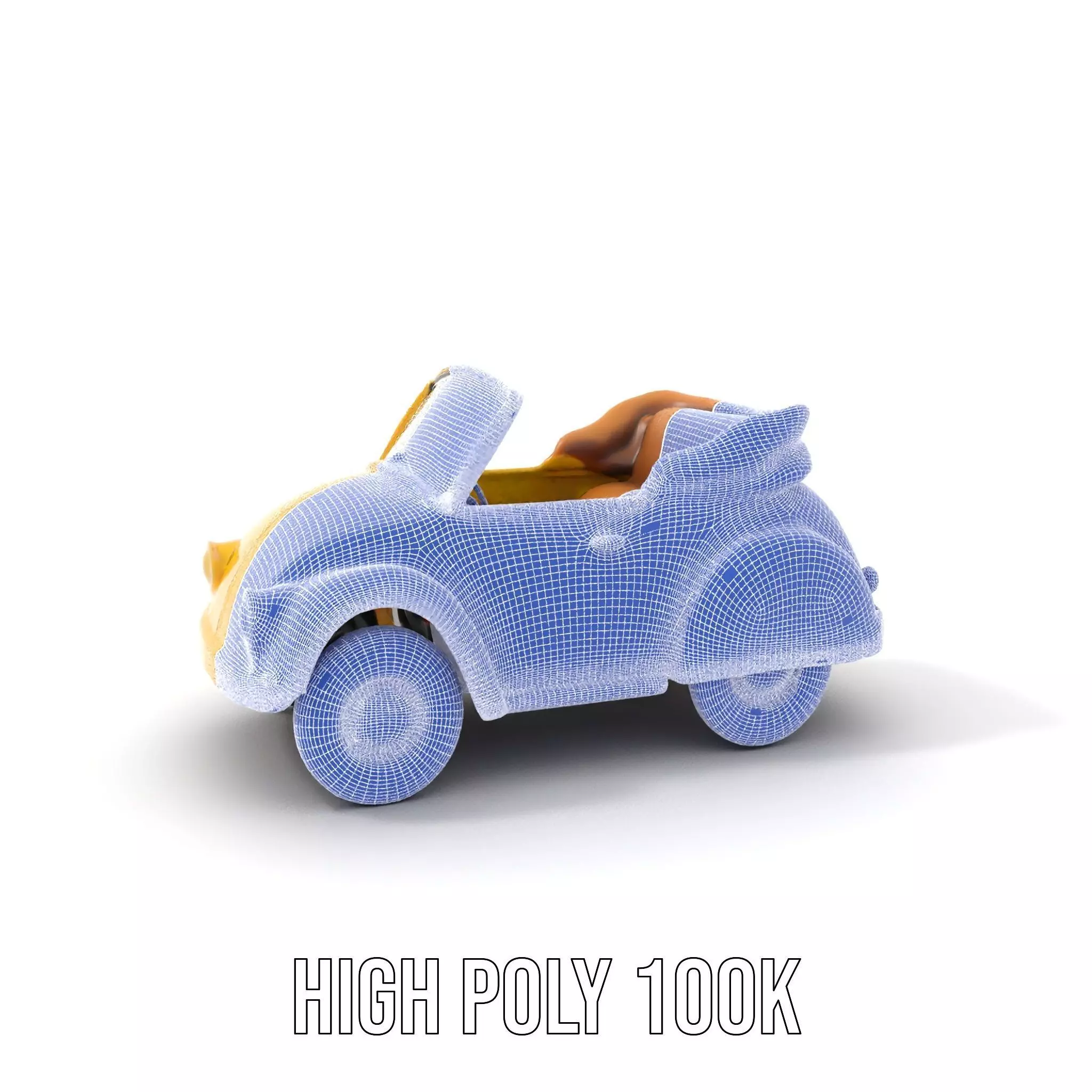 Classic Yellow Convertible model pack Low-poly 3D model_5