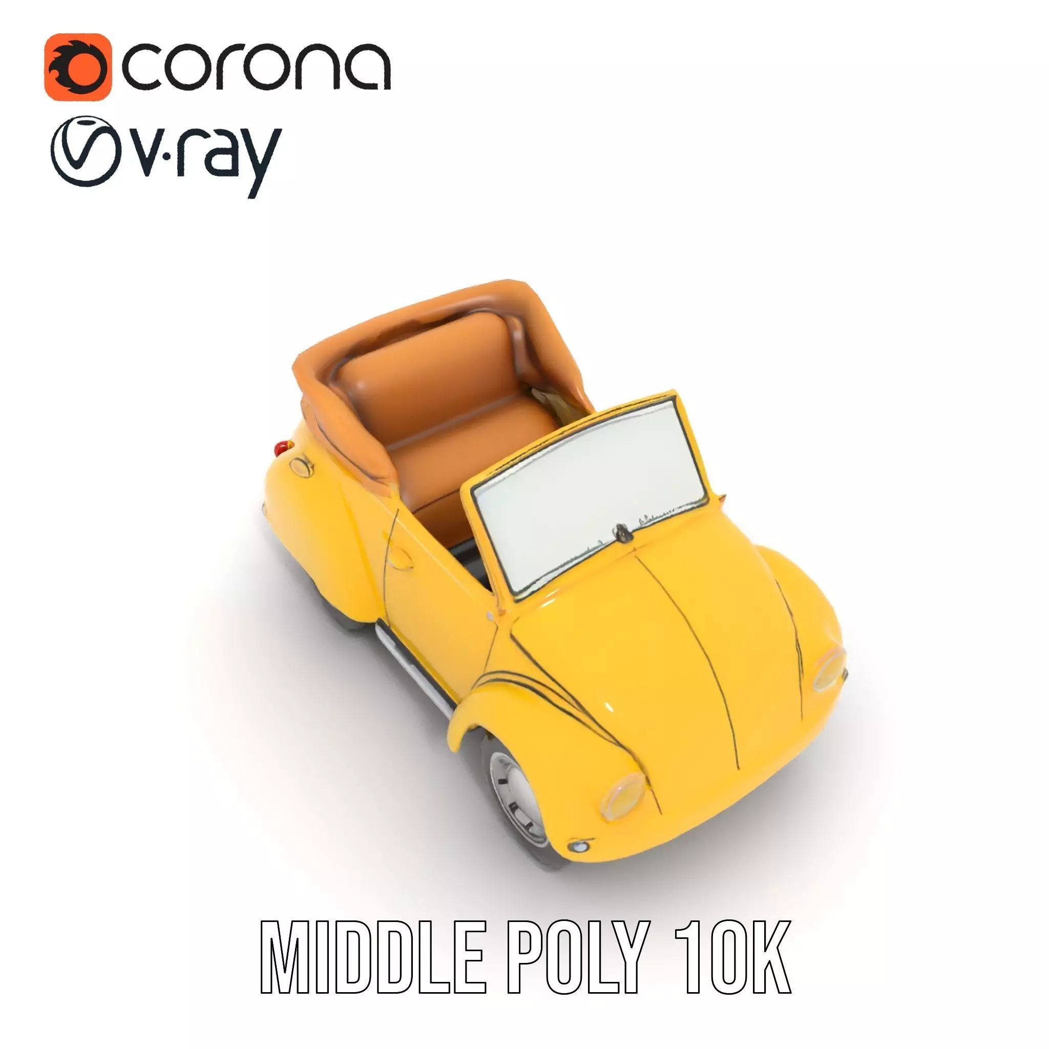 Classic Yellow Convertible model pack Low-poly 3D model_22