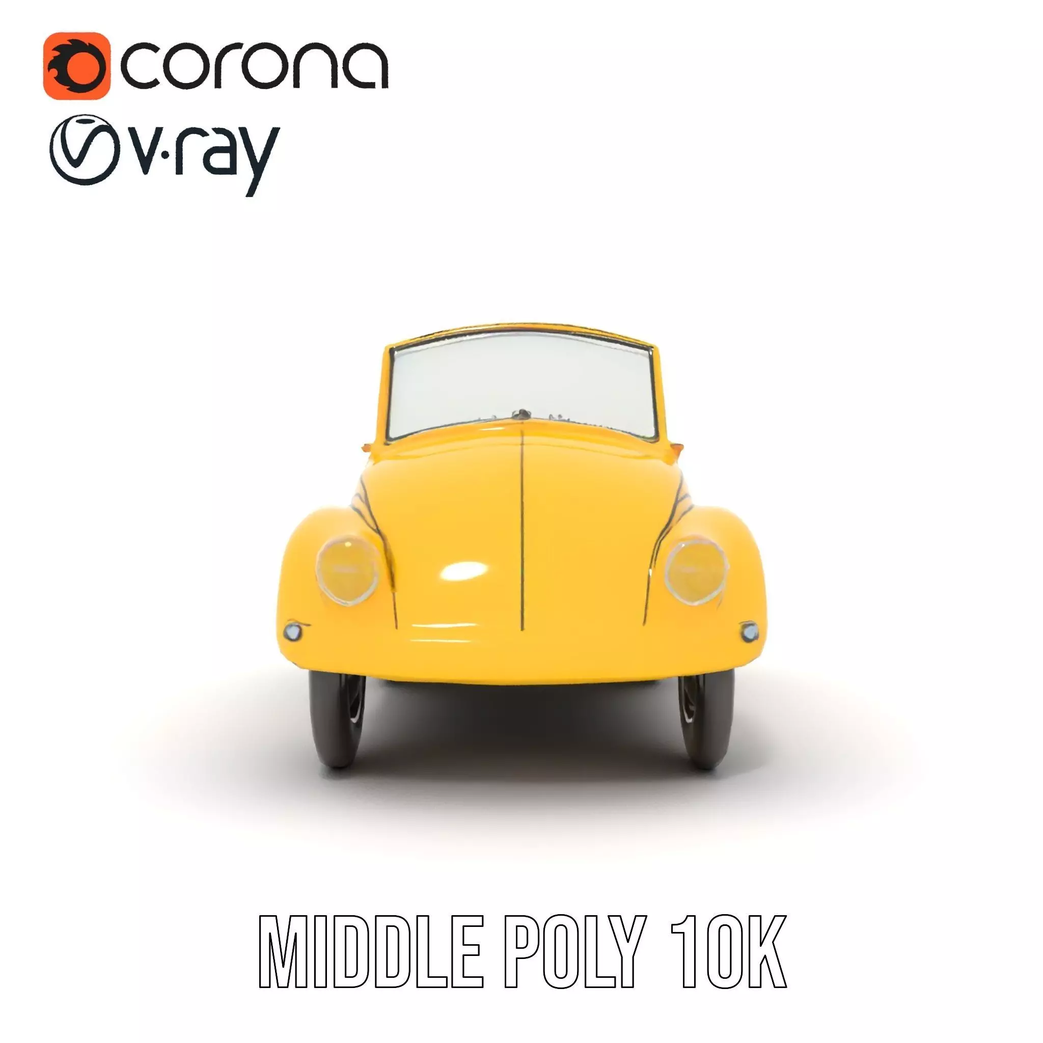 Classic Yellow Convertible model pack Low-poly 3D model_14