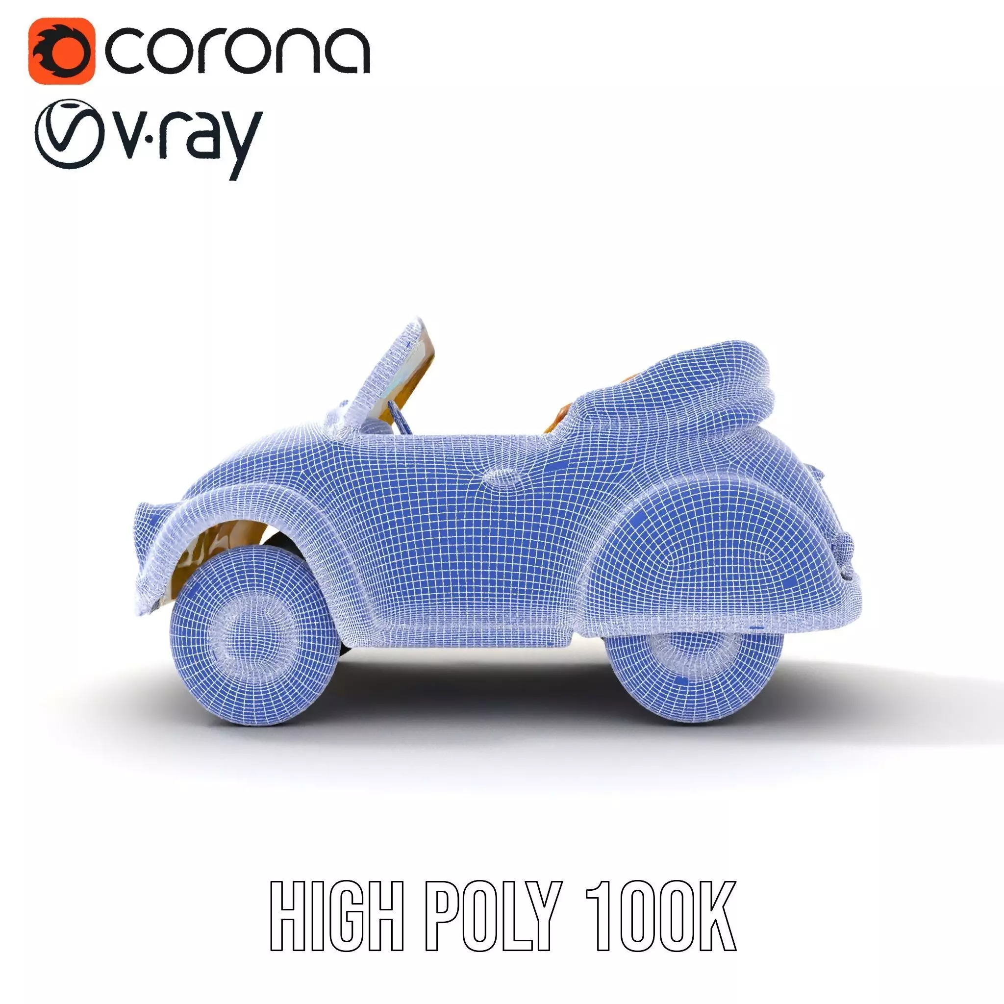 Classic Yellow Convertible model pack Low-poly 3D model_32