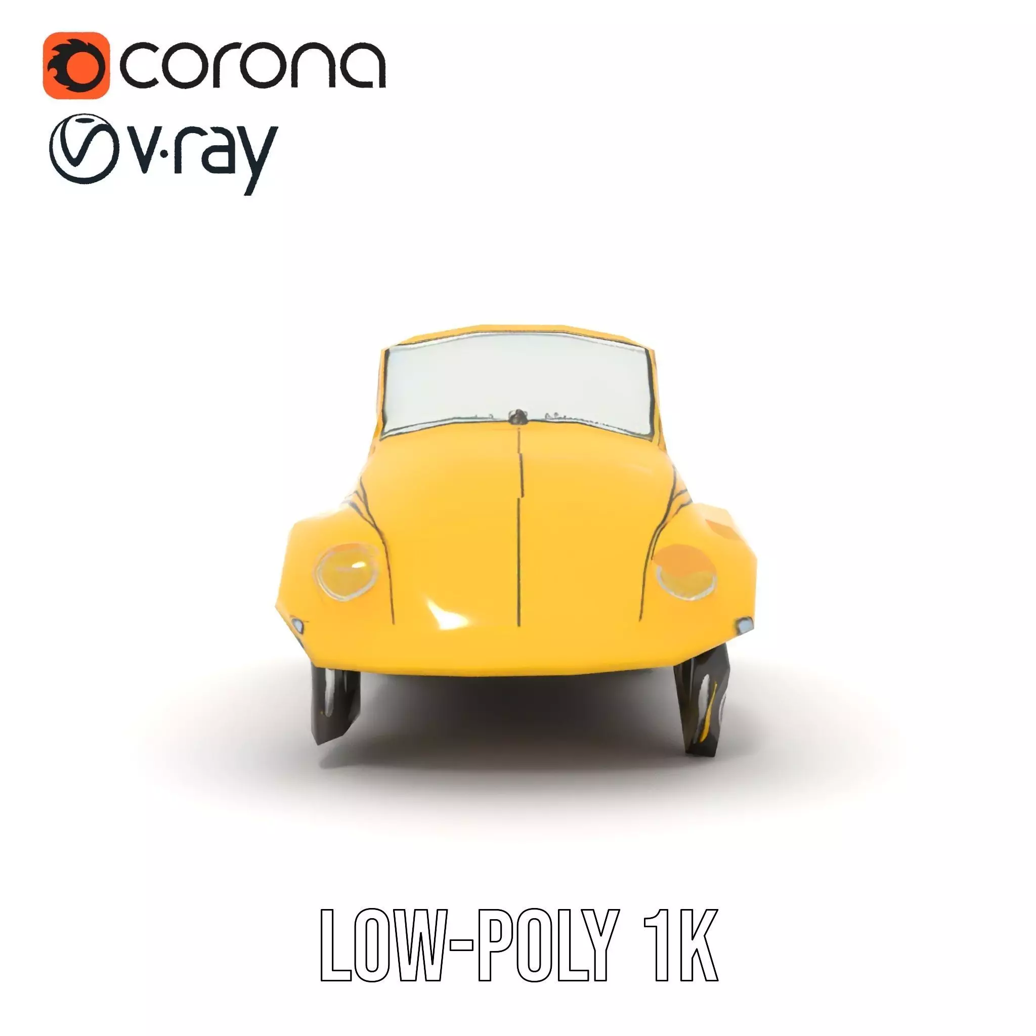 Classic Yellow Convertible model pack Low-poly 3D model_21