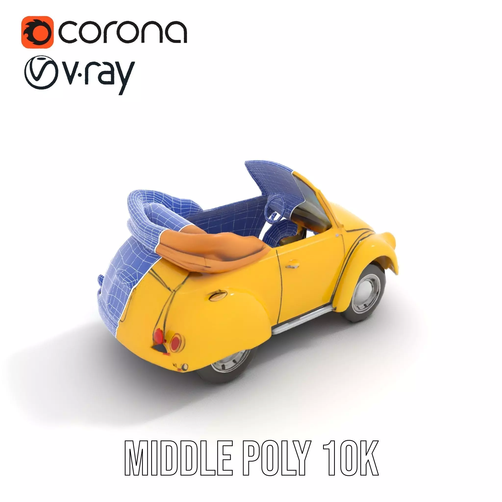 Classic Yellow Convertible model pack Low-poly 3D model_17