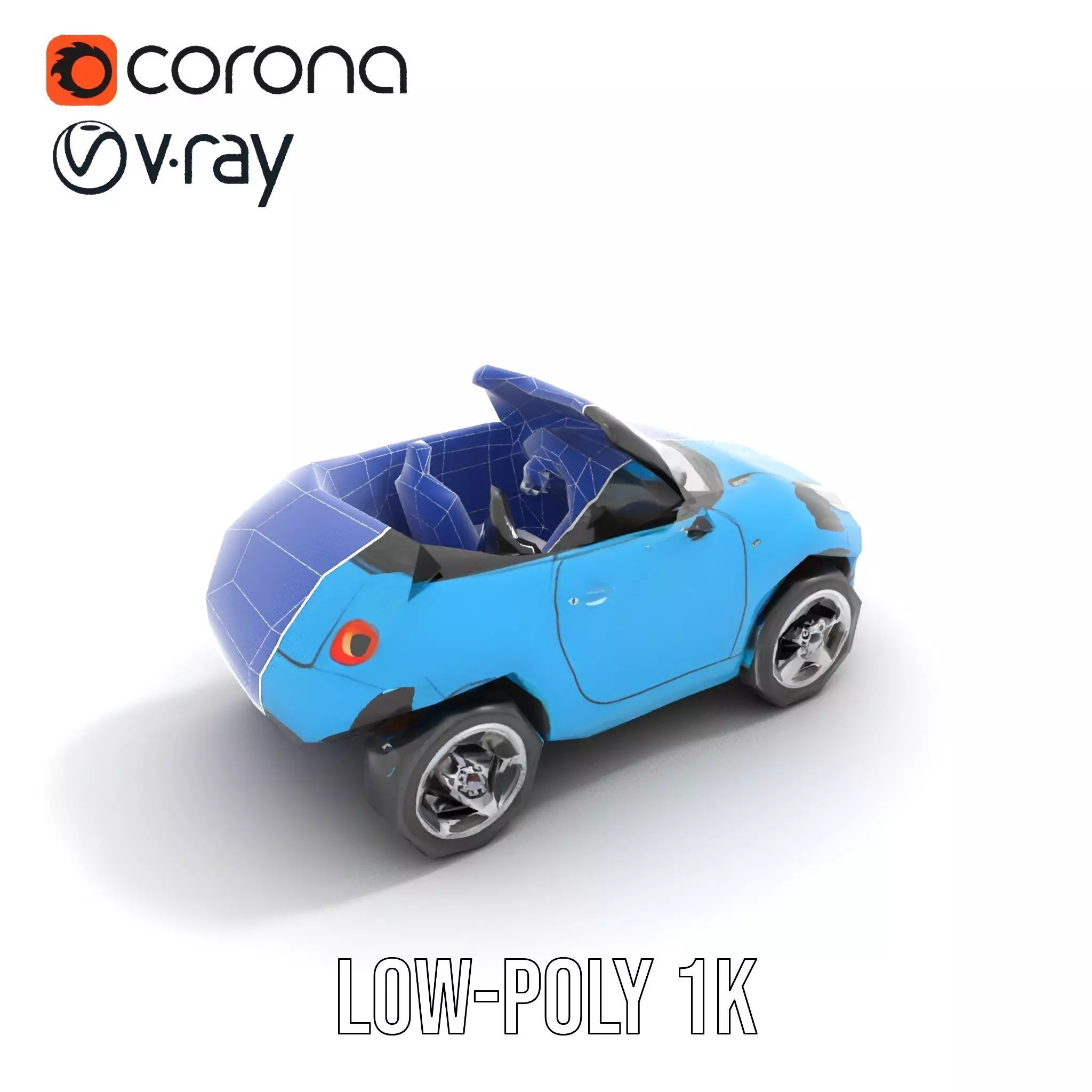 Azure Convertible Car model pack Low-poly 3D model_8