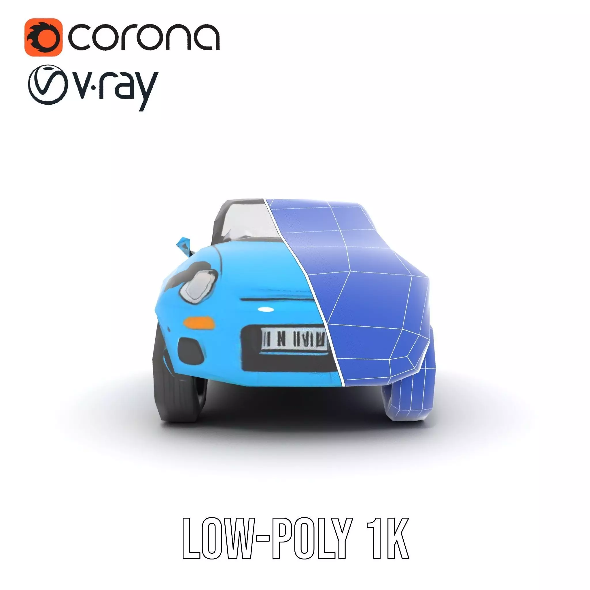 Azure Convertible Car model pack Low-poly 3D model_15