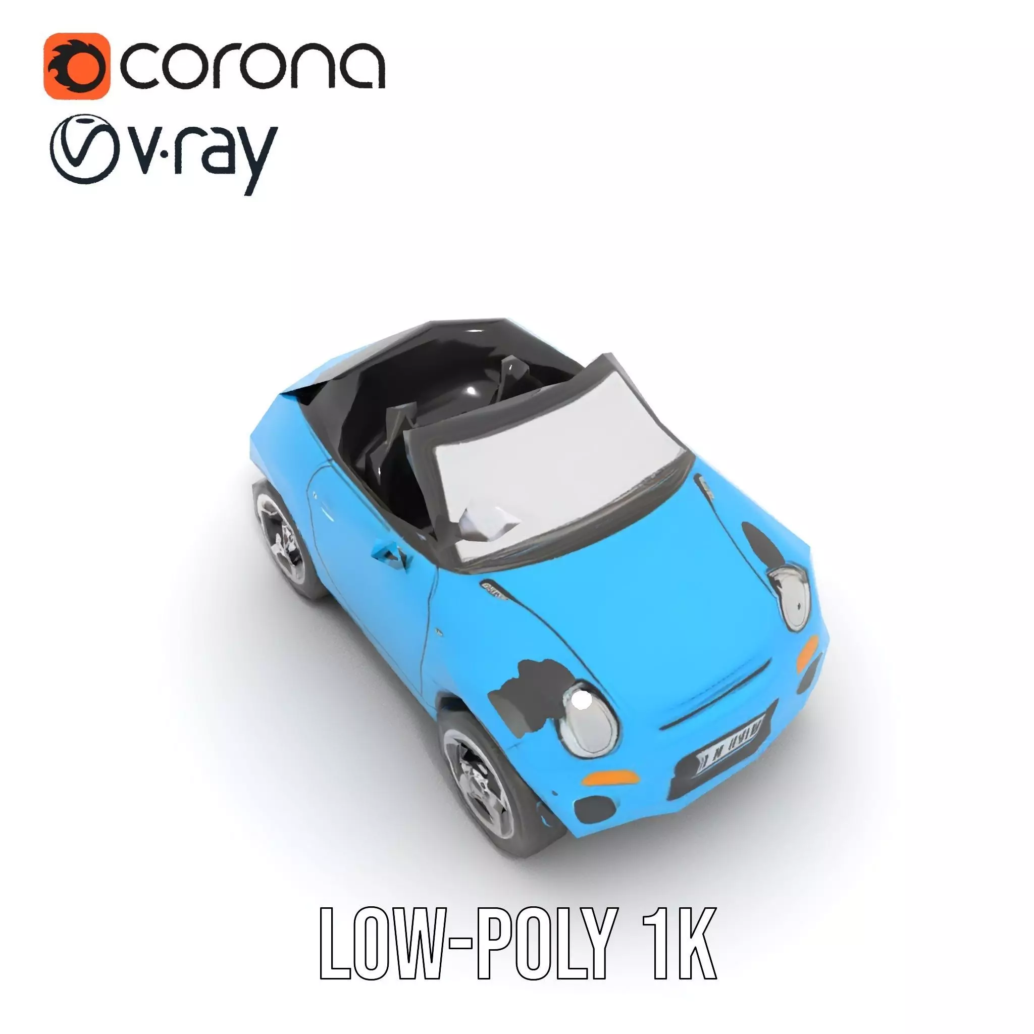 Azure Convertible Car model pack Low-poly 3D model_23