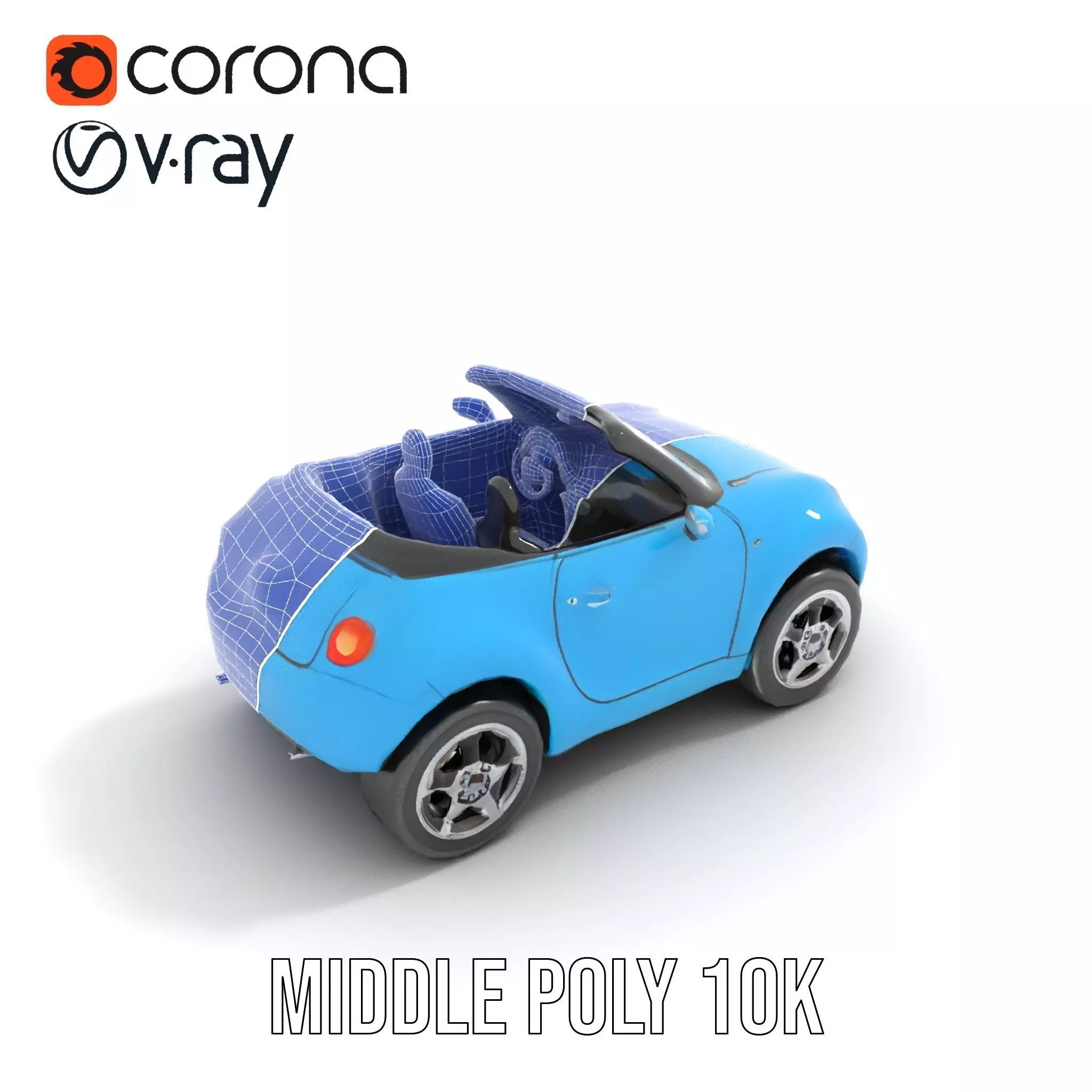 Azure Convertible Car model pack Low-poly 3D model_24