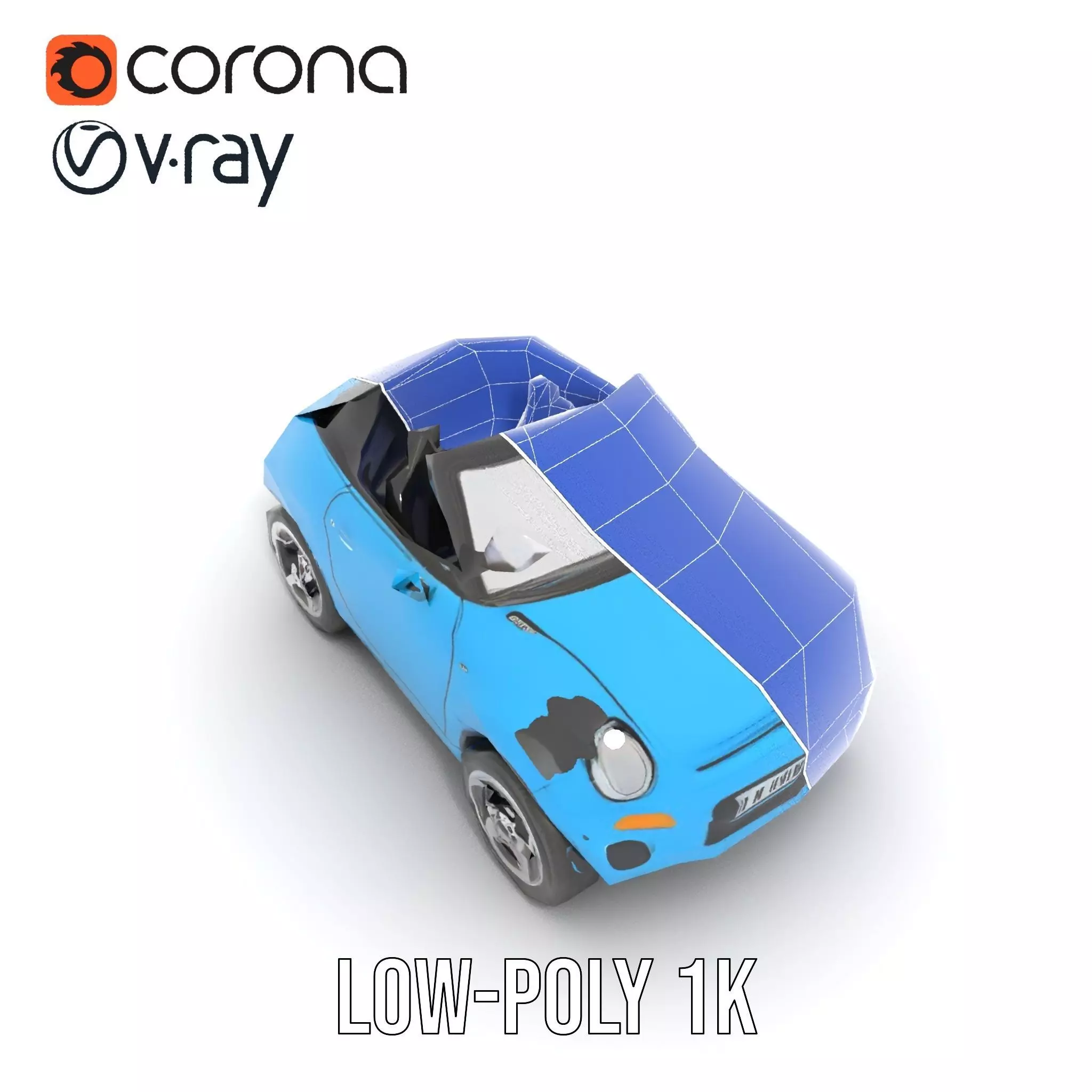 Azure Convertible Car model pack Low-poly 3D model_18