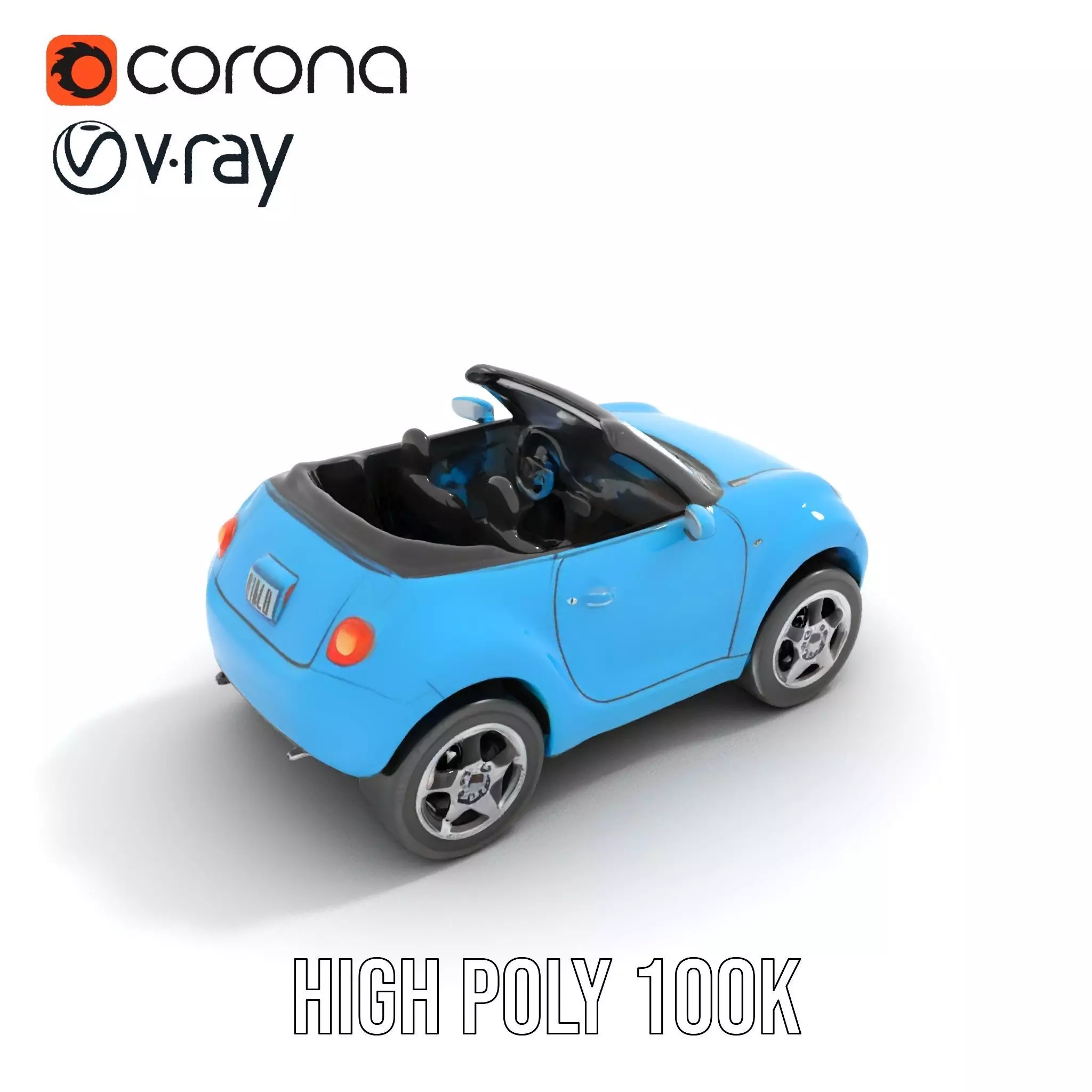 Azure Convertible Car model pack Low-poly 3D model_16