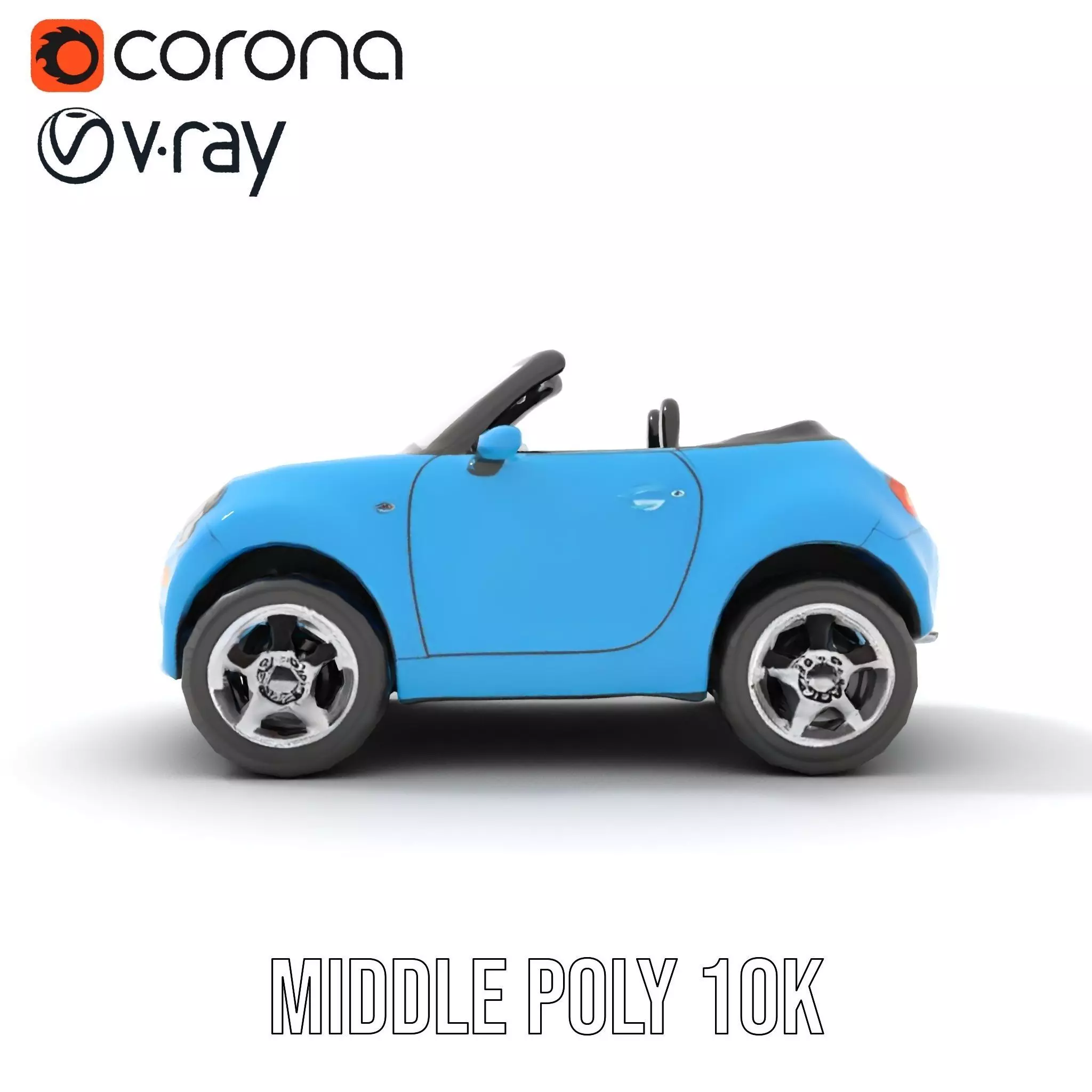 Azure Convertible Car model pack Low-poly 3D model_7