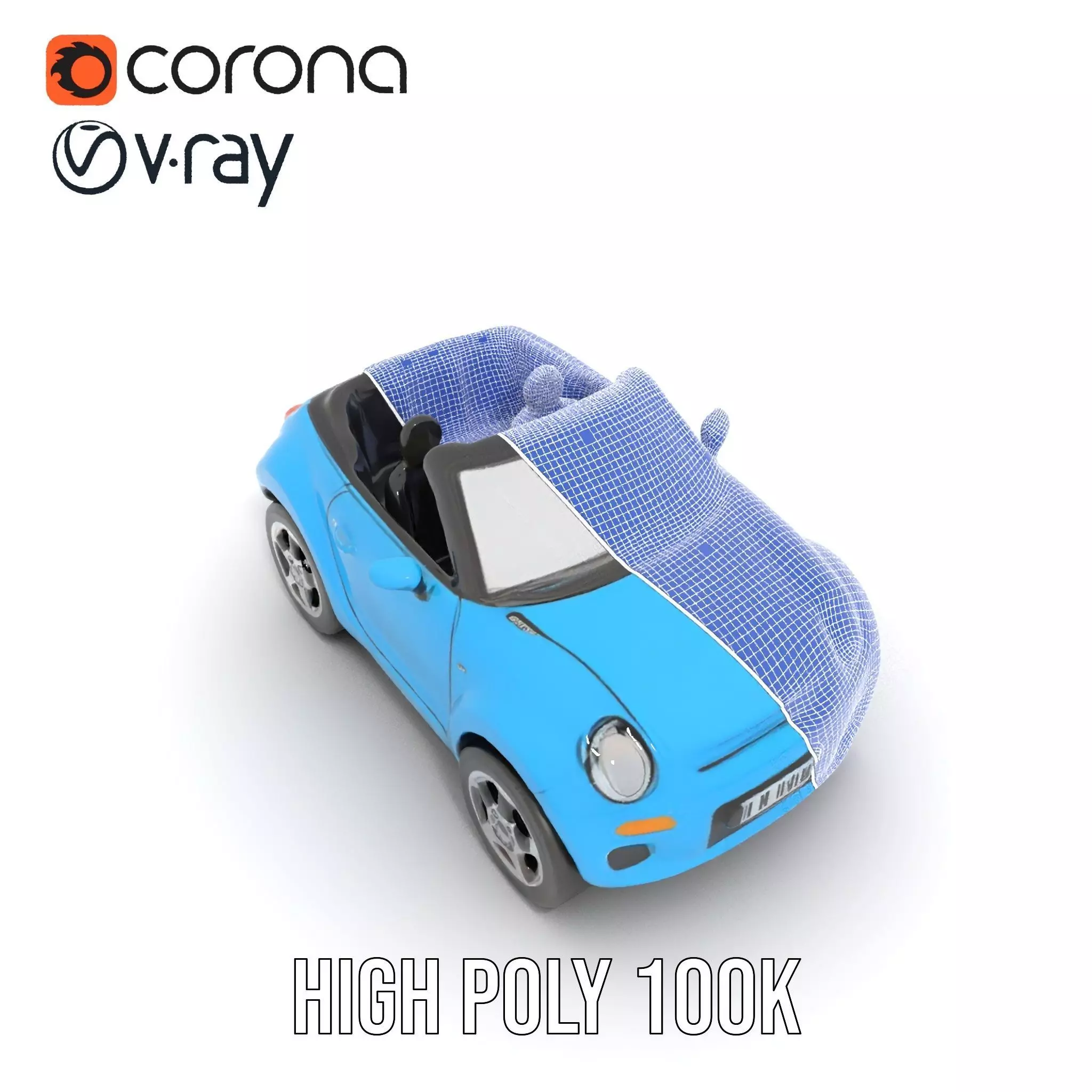 Azure Convertible Car model pack Low-poly 3D model_33