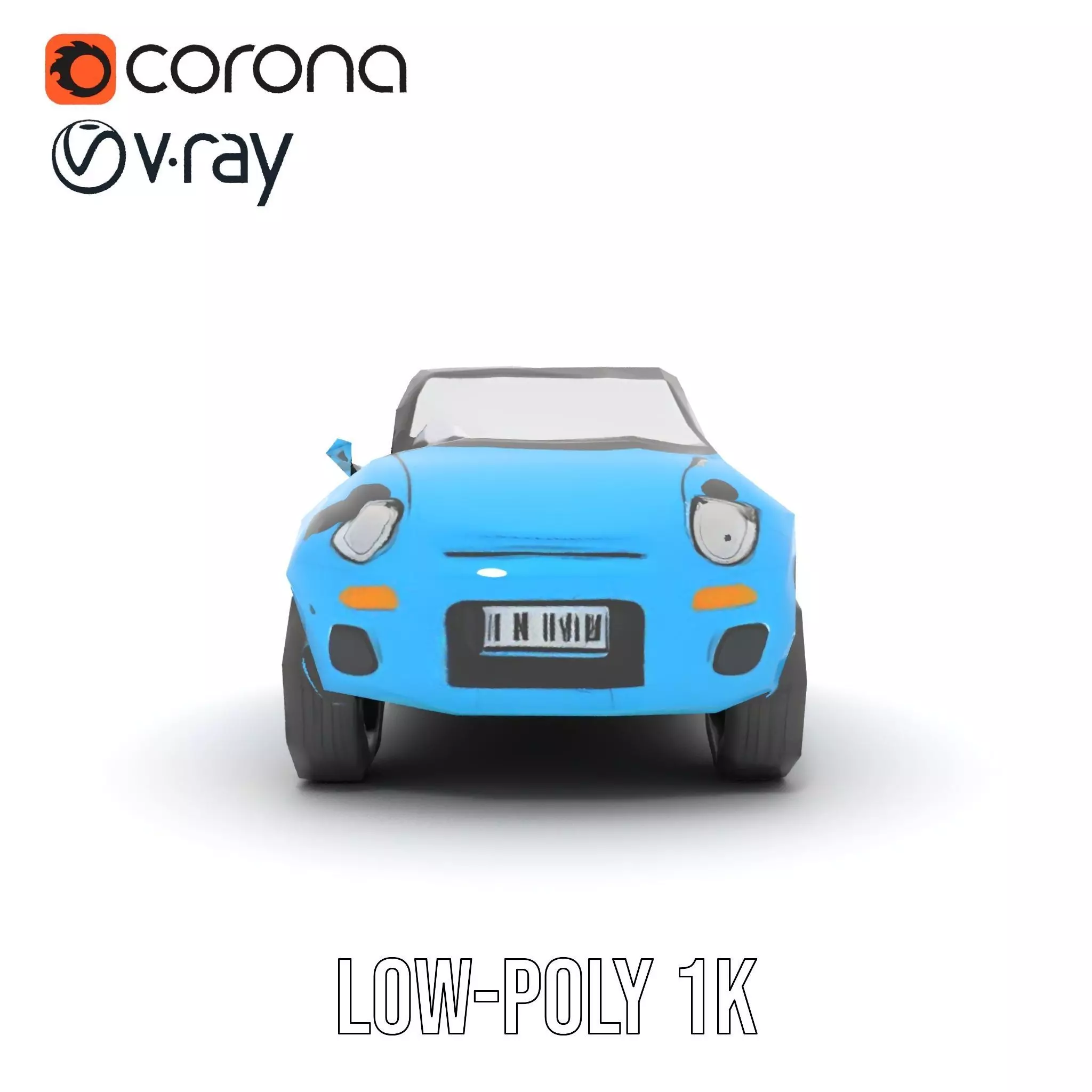 Azure Convertible Car model pack Low-poly 3D model_31