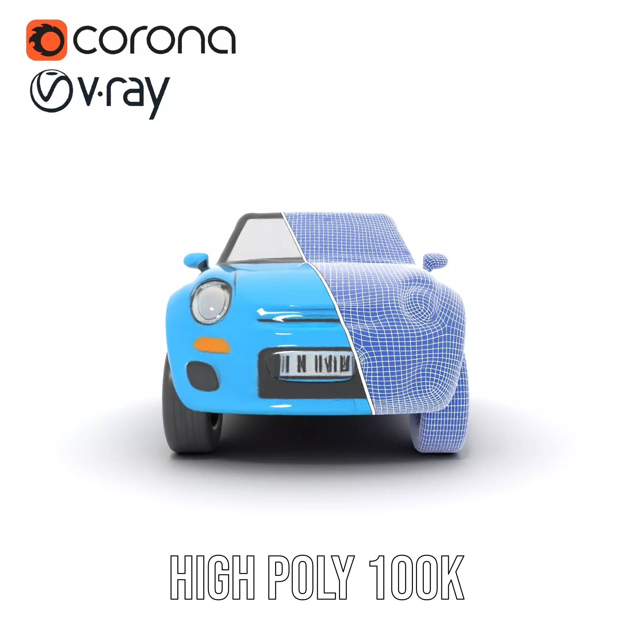 Azure Convertible Car model pack Low-poly 3D model_26