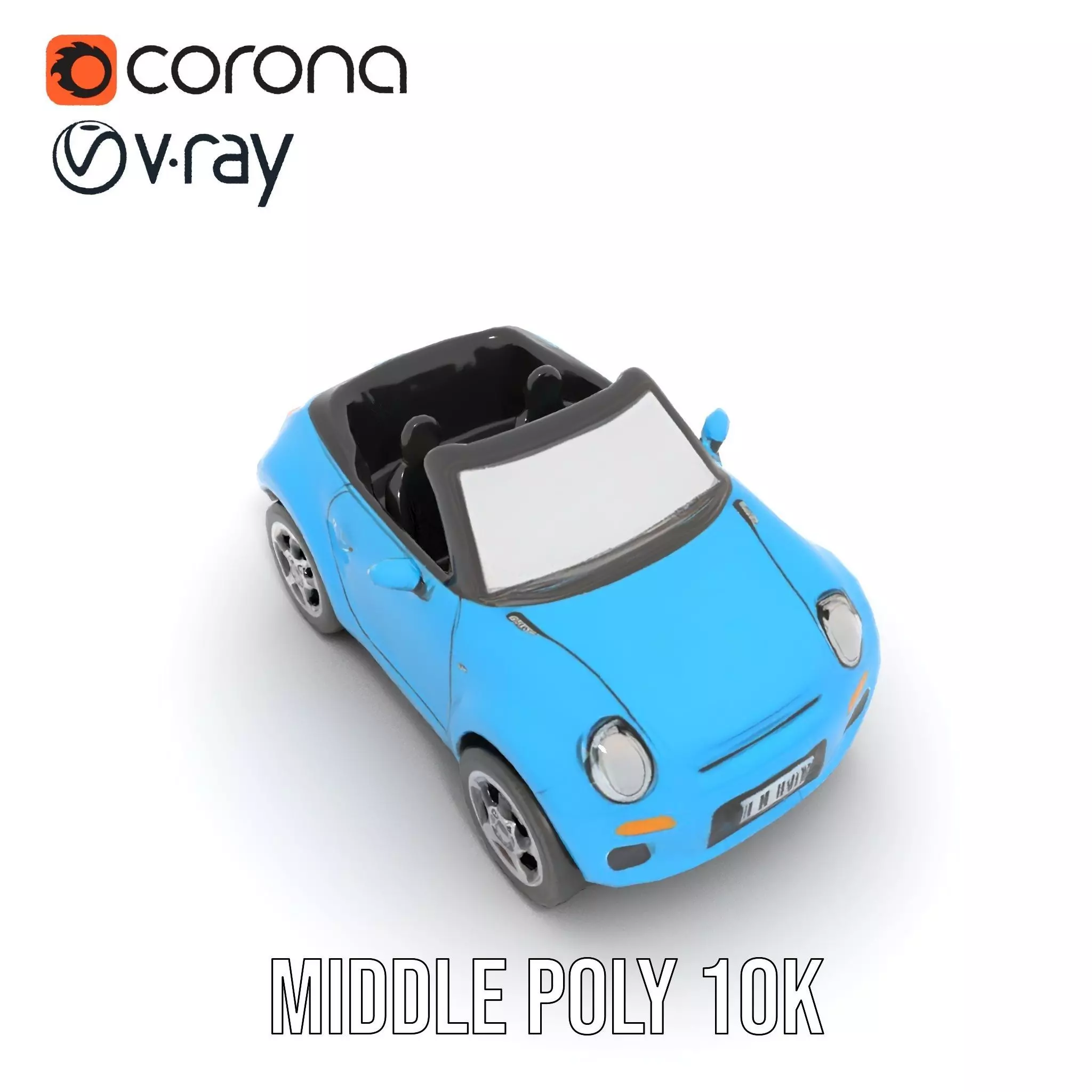 Azure Convertible Car model pack Low-poly 3D model_6