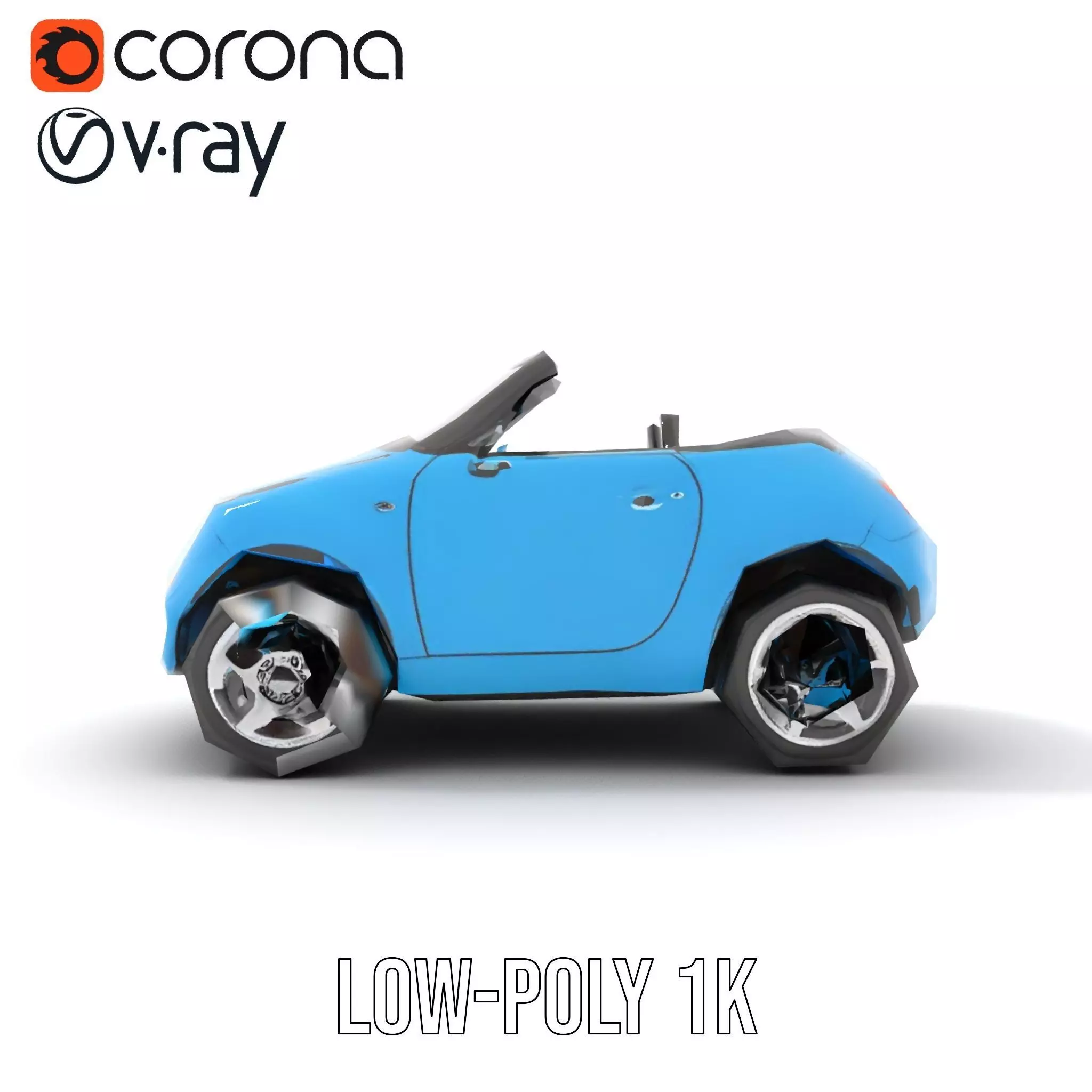 Azure Convertible Car model pack Low-poly 3D model_28