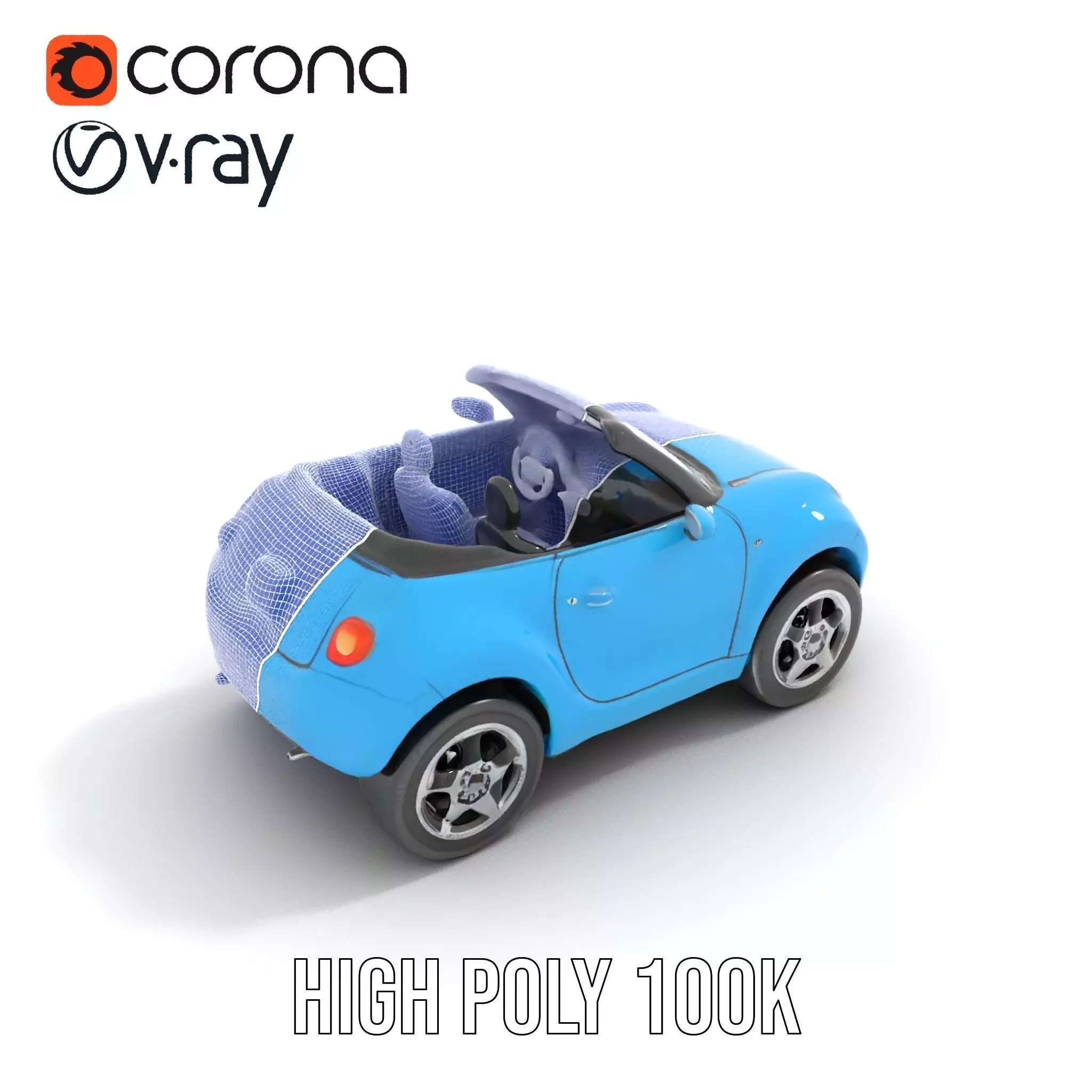 Azure Convertible Car model pack Low-poly 3D model_35
