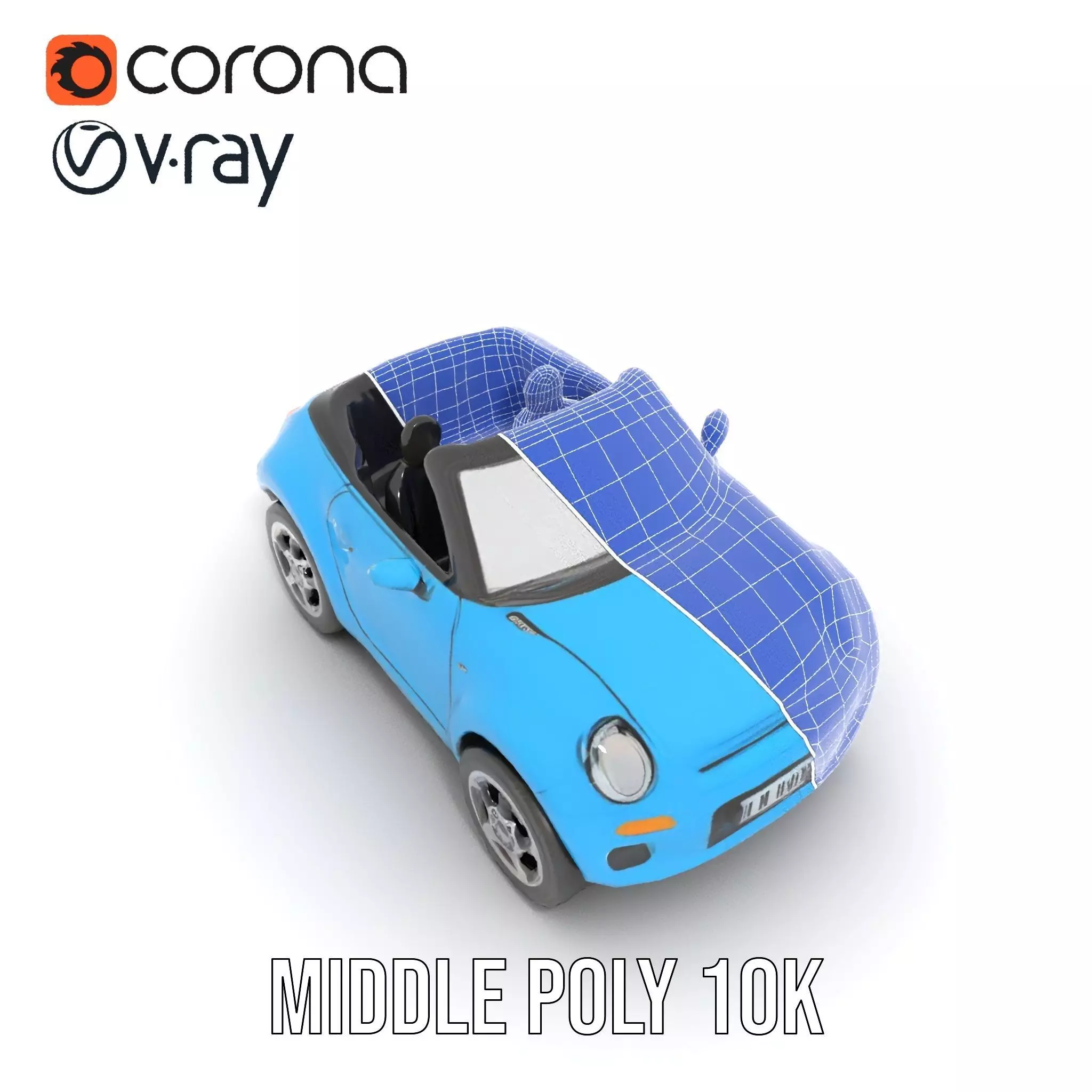 Azure Convertible Car model pack Low-poly 3D model_30