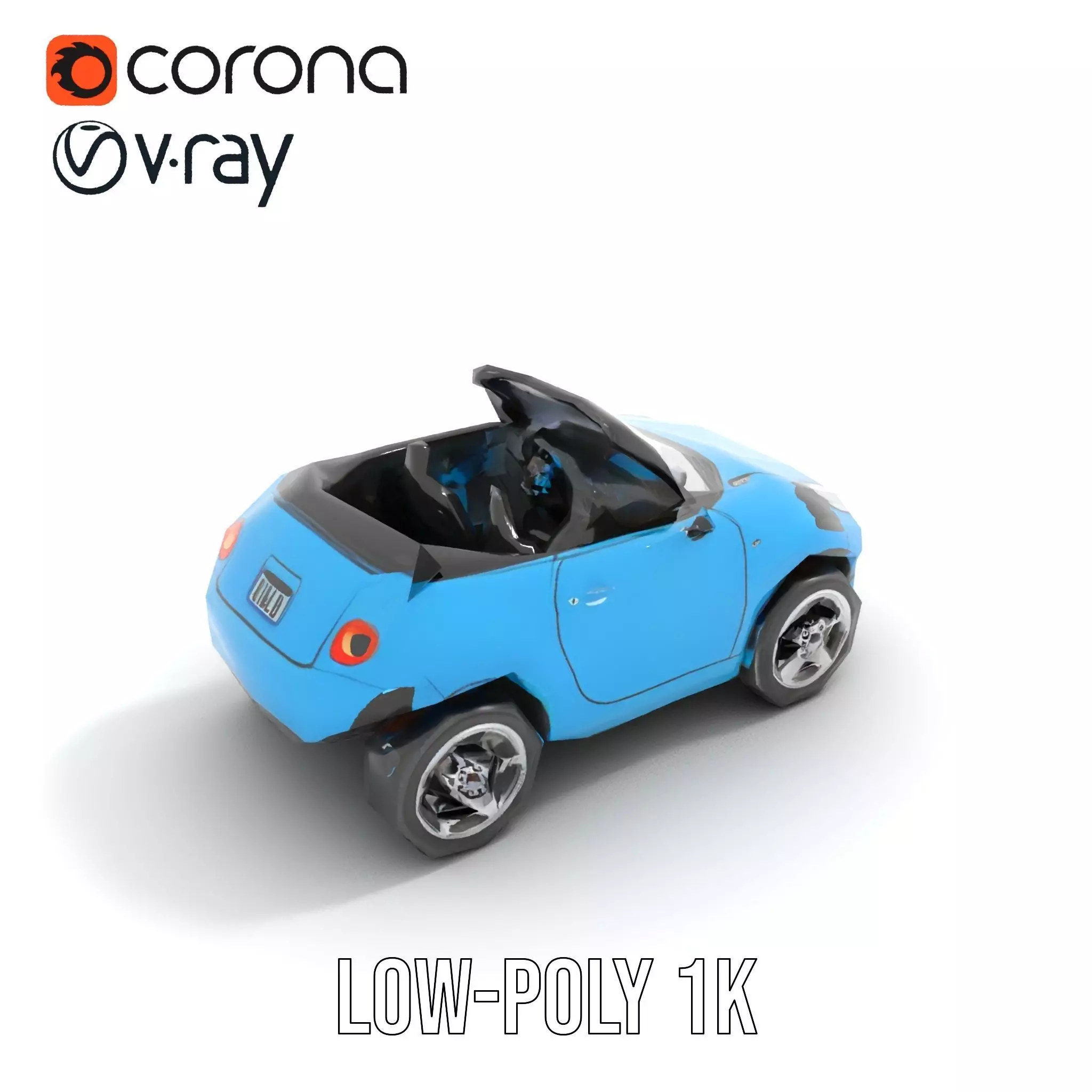 Azure Convertible Car model pack Low-poly 3D model_10