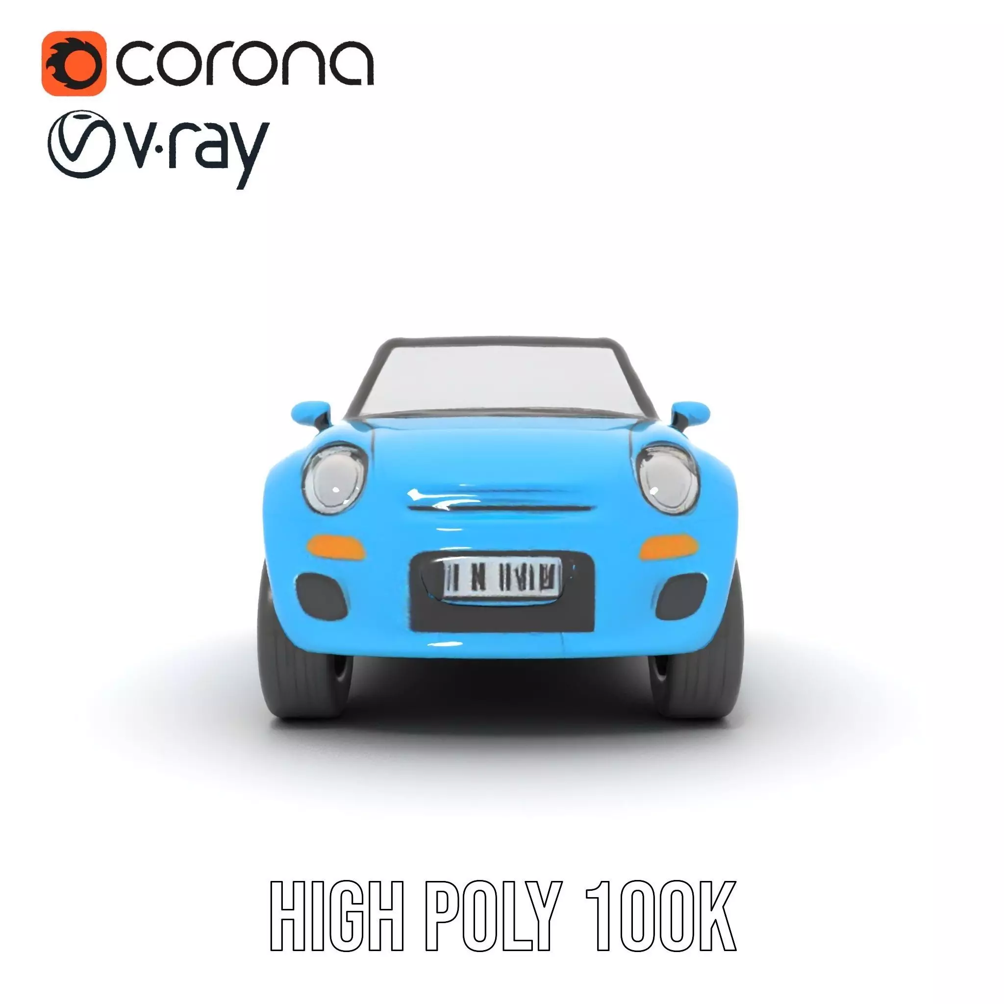 Azure Convertible Car model pack Low-poly 3D model_34