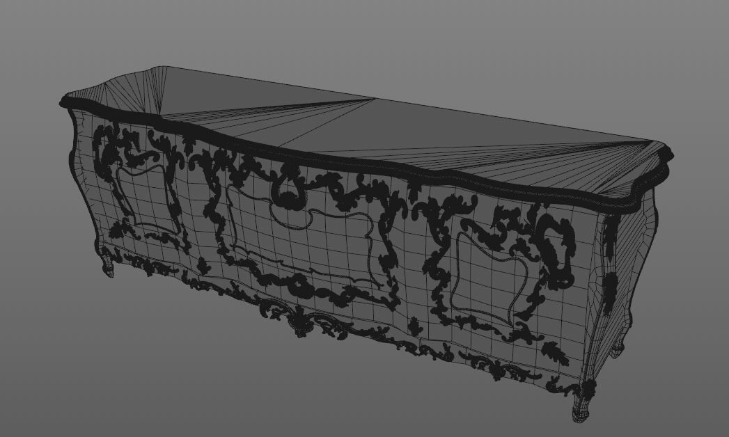 Classical style commode with golden ornaments 3D model_5