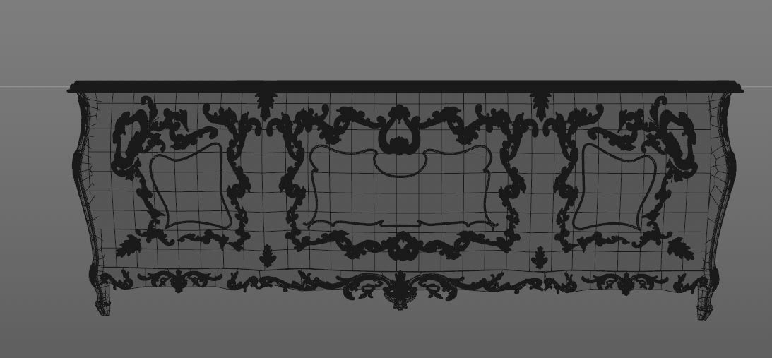 Classical style commode with golden ornaments 3D model_4