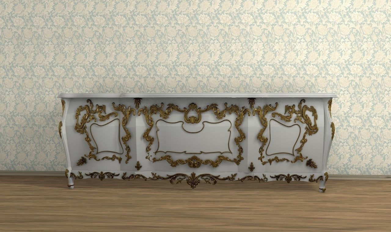 Classical style commode with golden ornaments 3D model_1