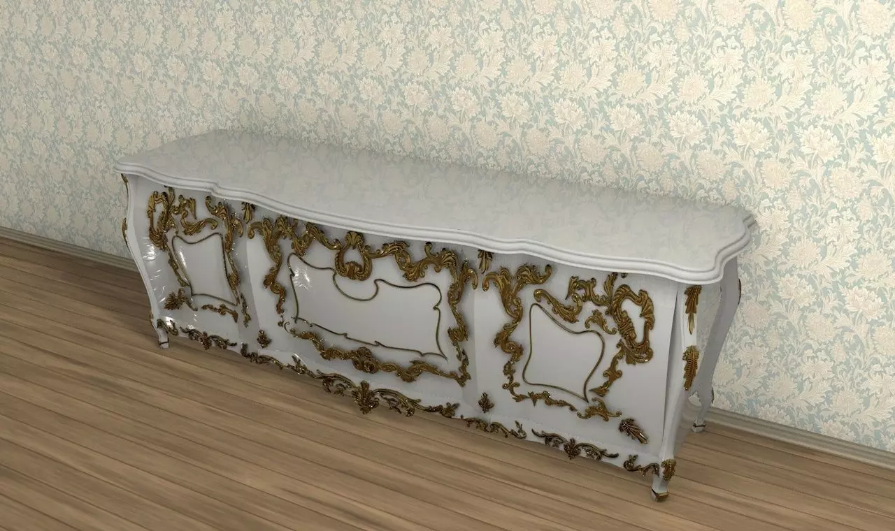 Classical style commode with golden ornaments 3D model_0