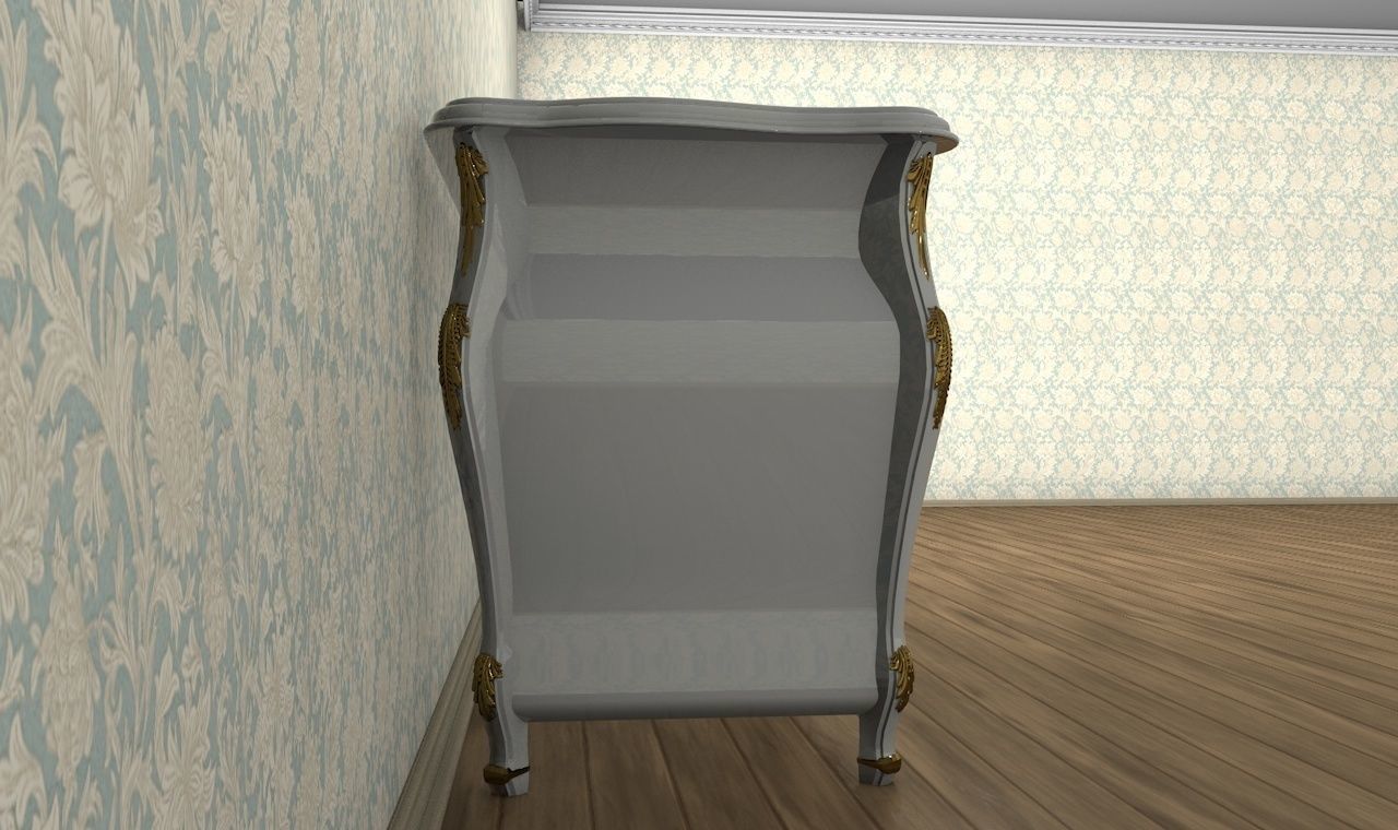 Classical style commode with golden ornaments 3D model_2