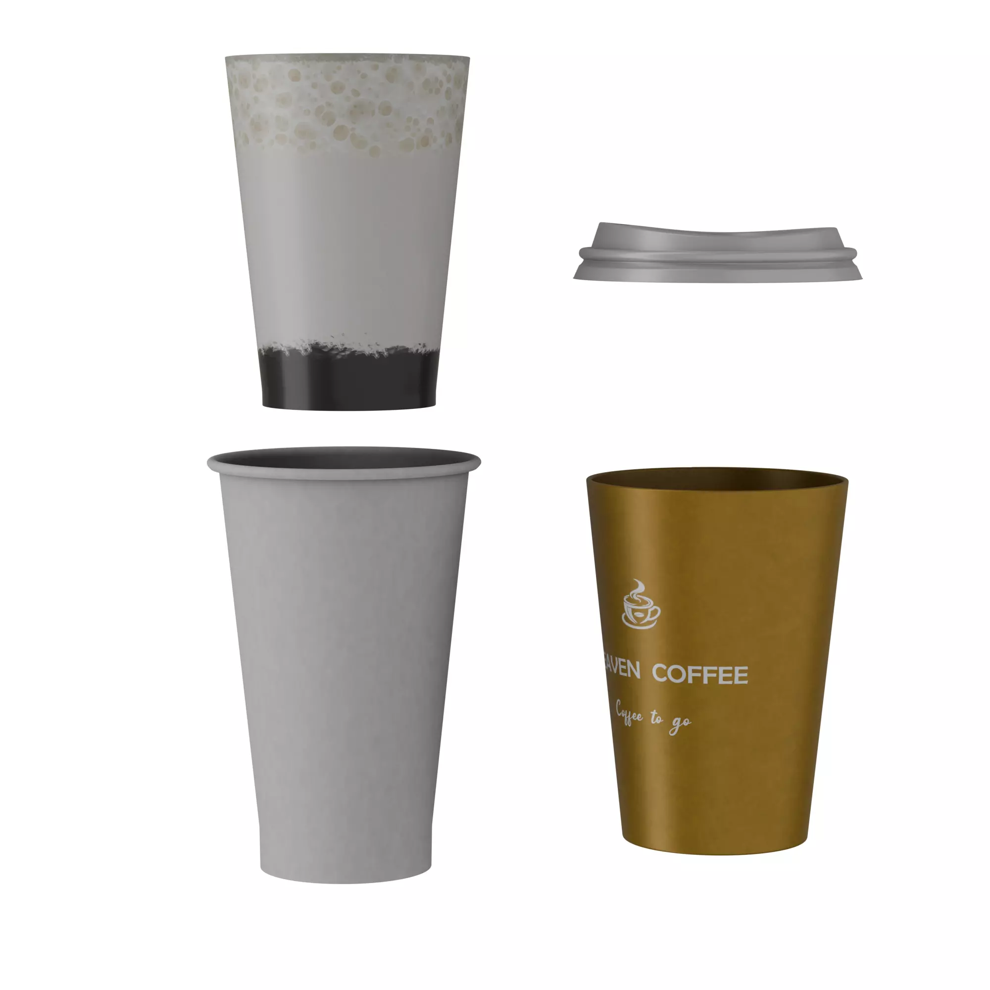 Cup To Go with Latte 3D model_32