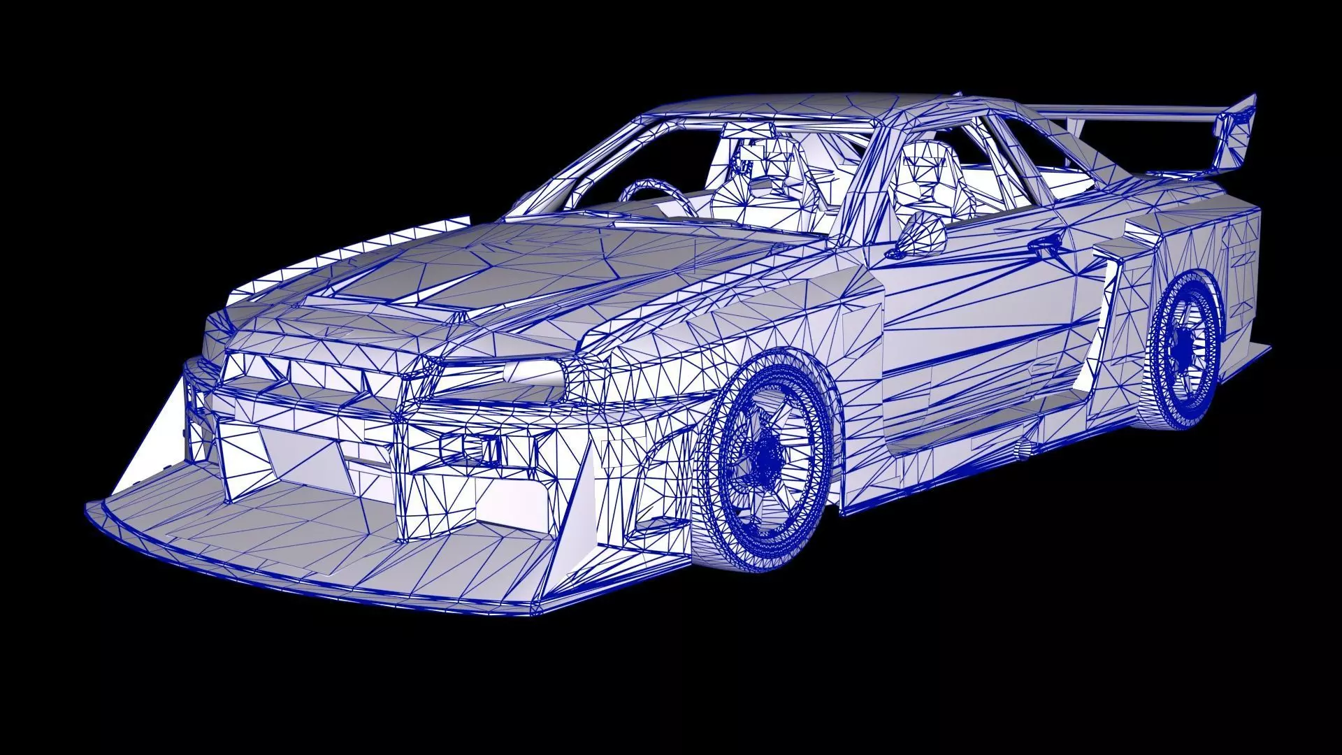 Liberty Walk Super Silhouette Nissan R34 Skyline Low-poly 3D model_11