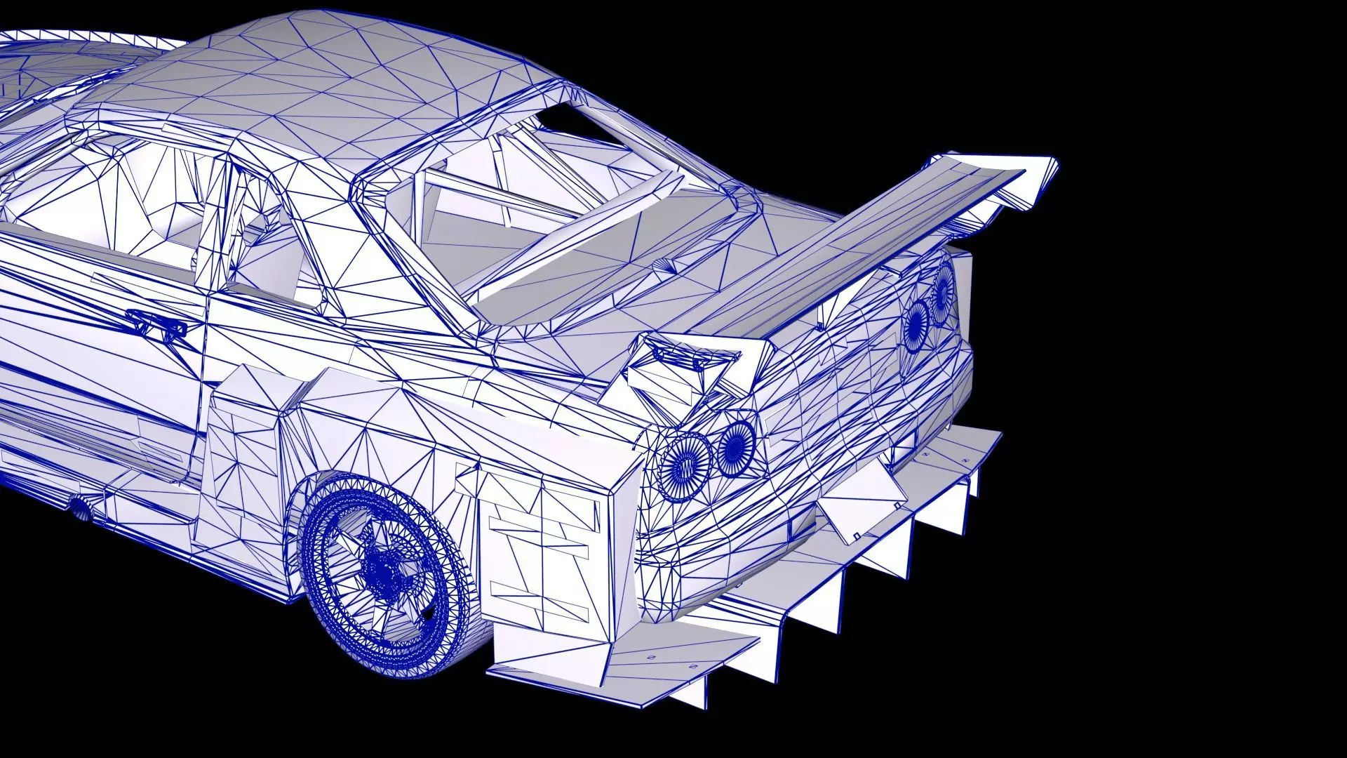Liberty Walk Super Silhouette Nissan R34 Skyline Low-poly 3D model_16
