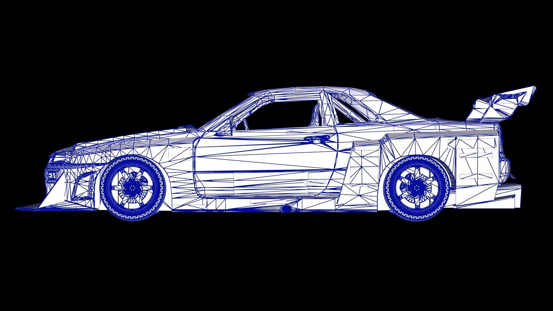 Liberty Walk Super Silhouette Nissan R34 Skyline Low-poly 3D model_18