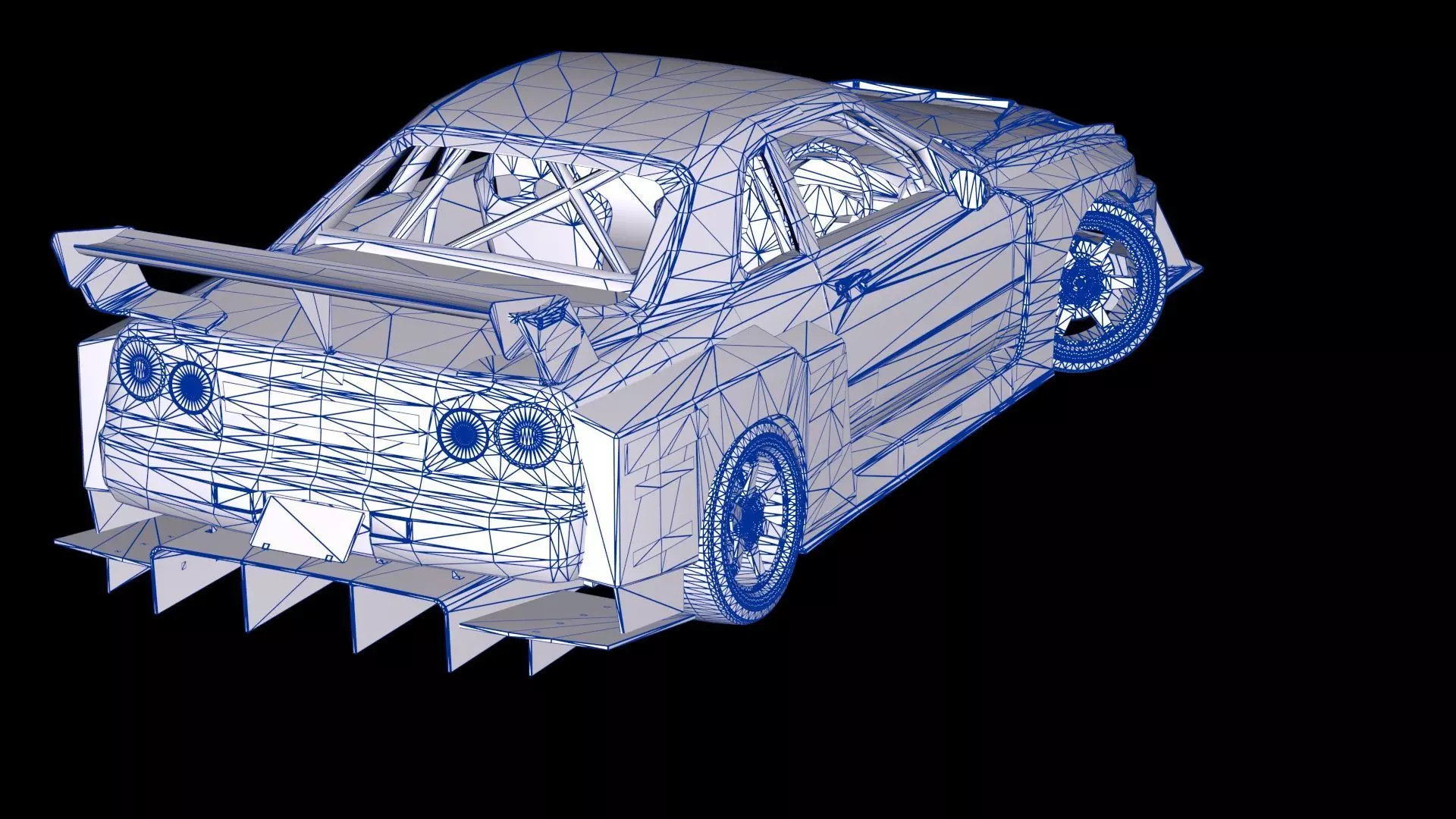 Liberty Walk Super Silhouette Nissan R34 Skyline Low-poly 3D model_12