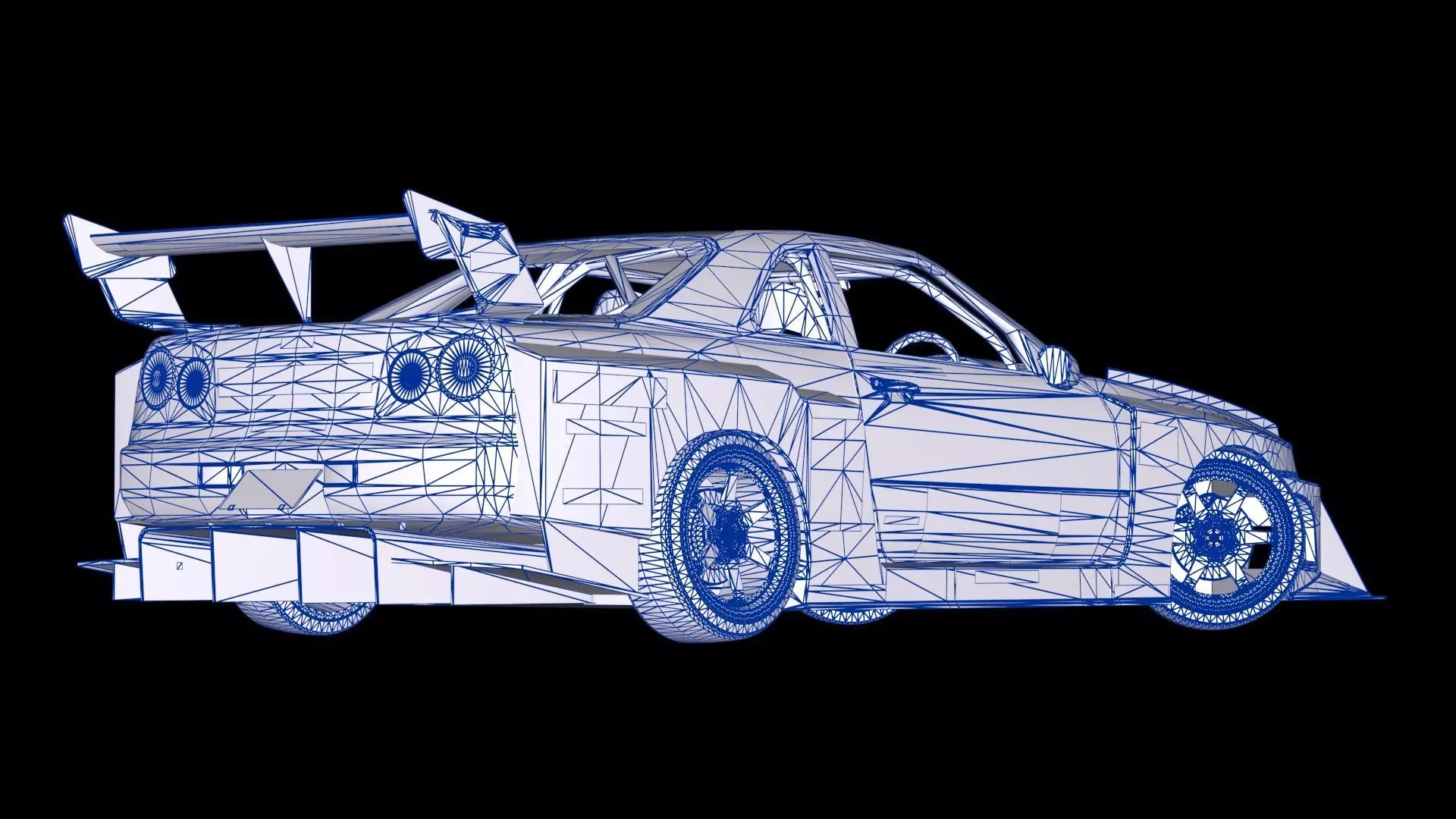 Liberty Walk Super Silhouette Nissan R34 Skyline Low-poly 3D model_15