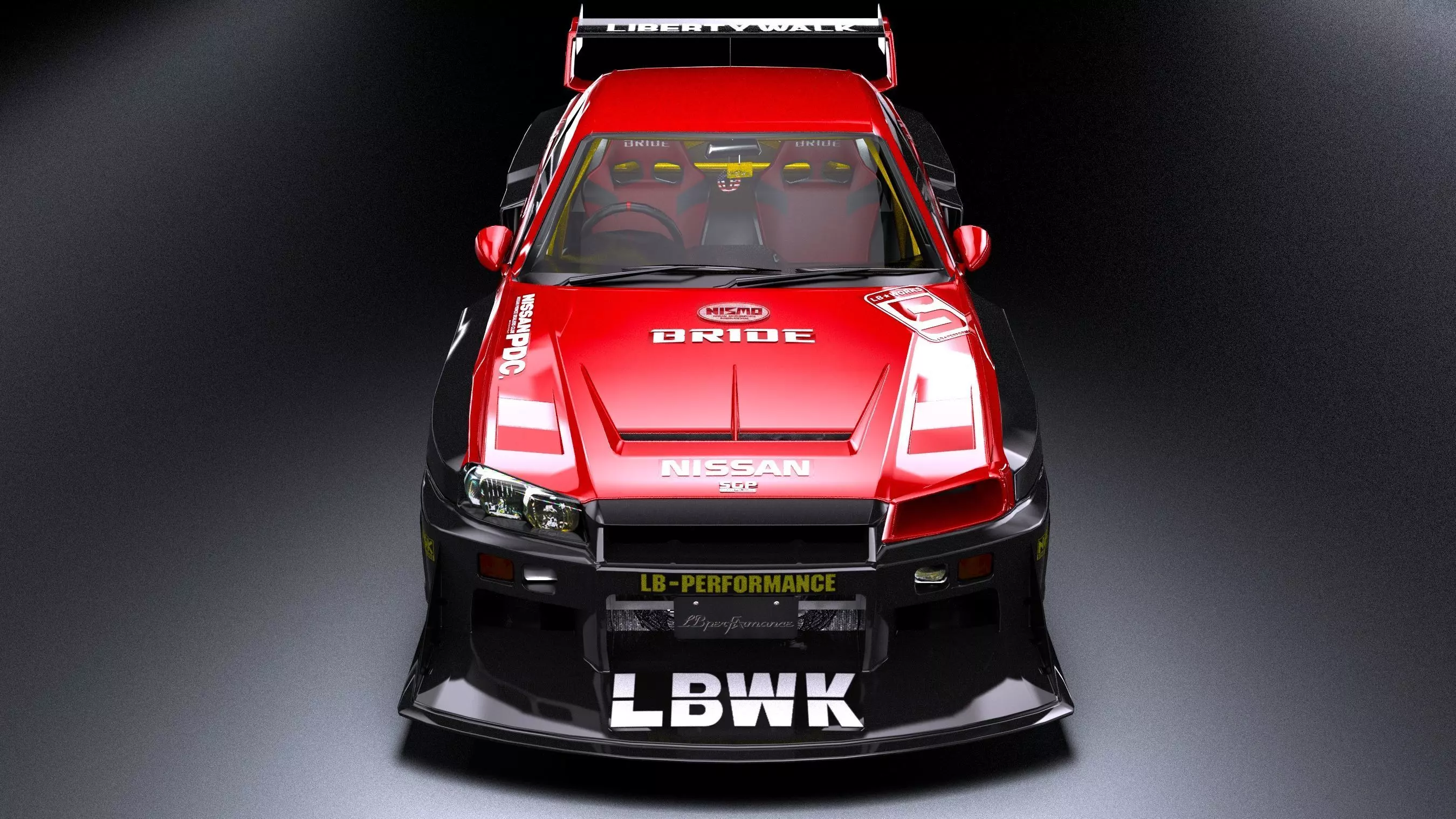 Liberty Walk Super Silhouette Nissan R34 Skyline Low-poly 3D model_8