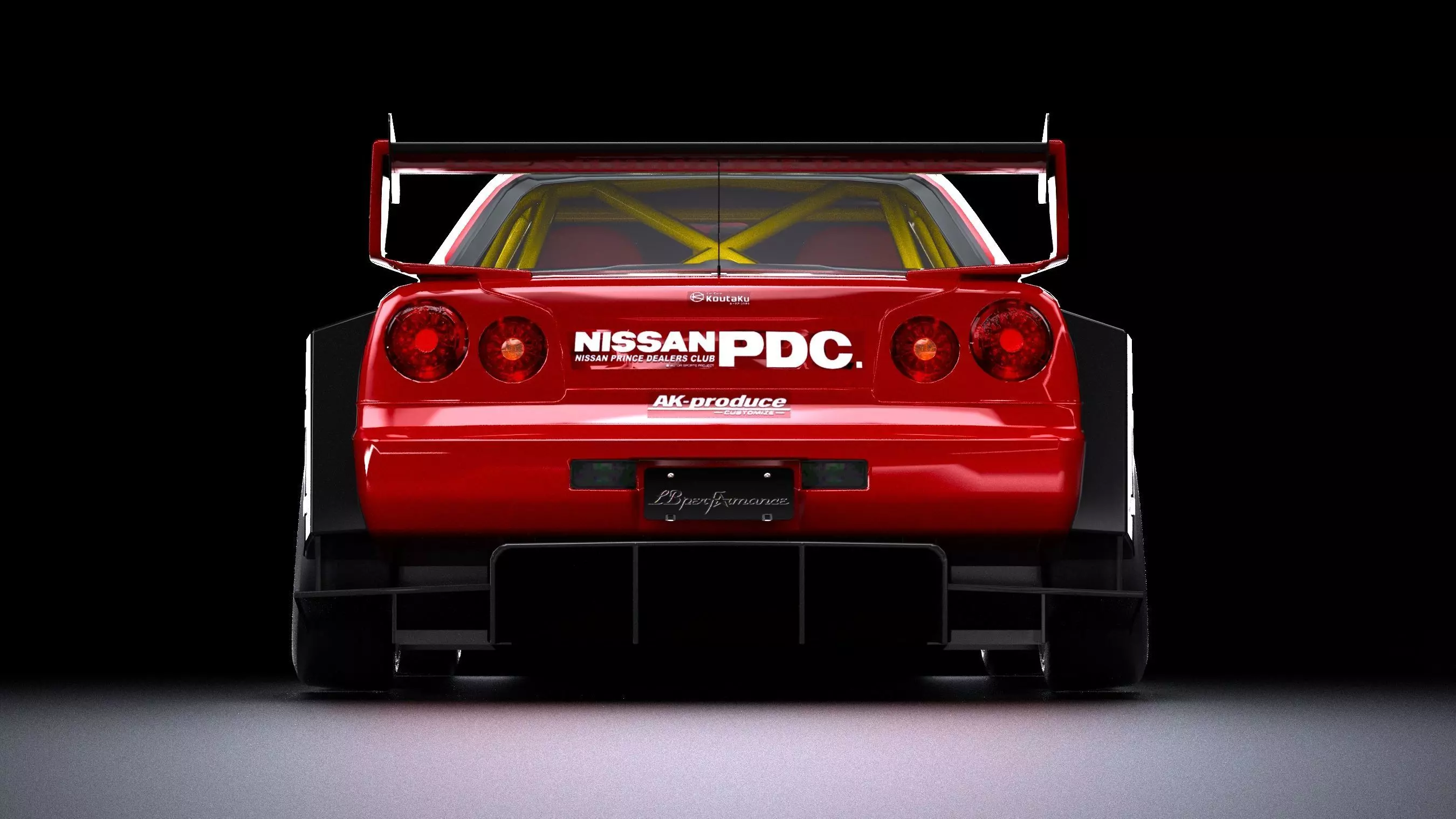 Liberty Walk Super Silhouette Nissan R34 Skyline Low-poly 3D model_6