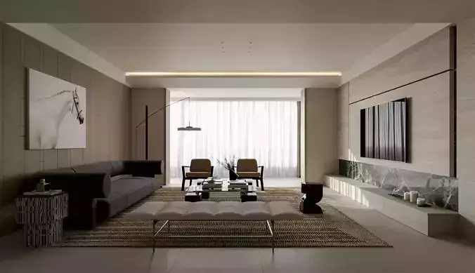 modern living and dining room interior 