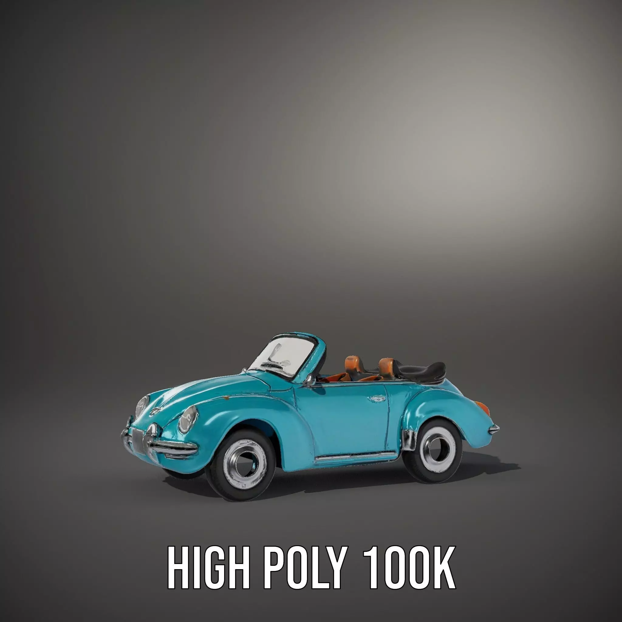 Classic Teal Convertible model pack Low-poly 3D model_9